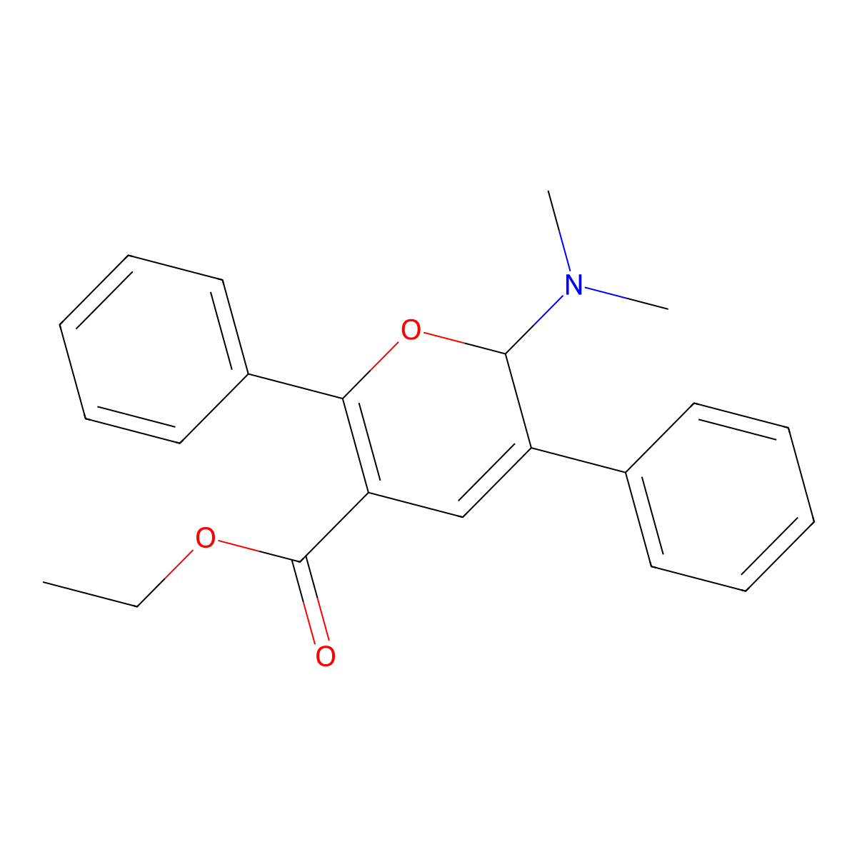 ethyl 2-(dimethylamino)-3,6-diphenyl-2H-pyran-5-carboxylate molecular structure, CAS 5195-16-4