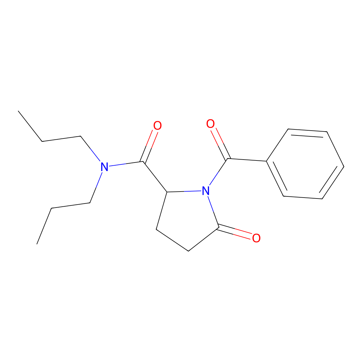1-Benzoyl-5-oxo-N,N-dipropylpyrrolidine-2-carboxamide molecular structure, CAS 51959-89-8