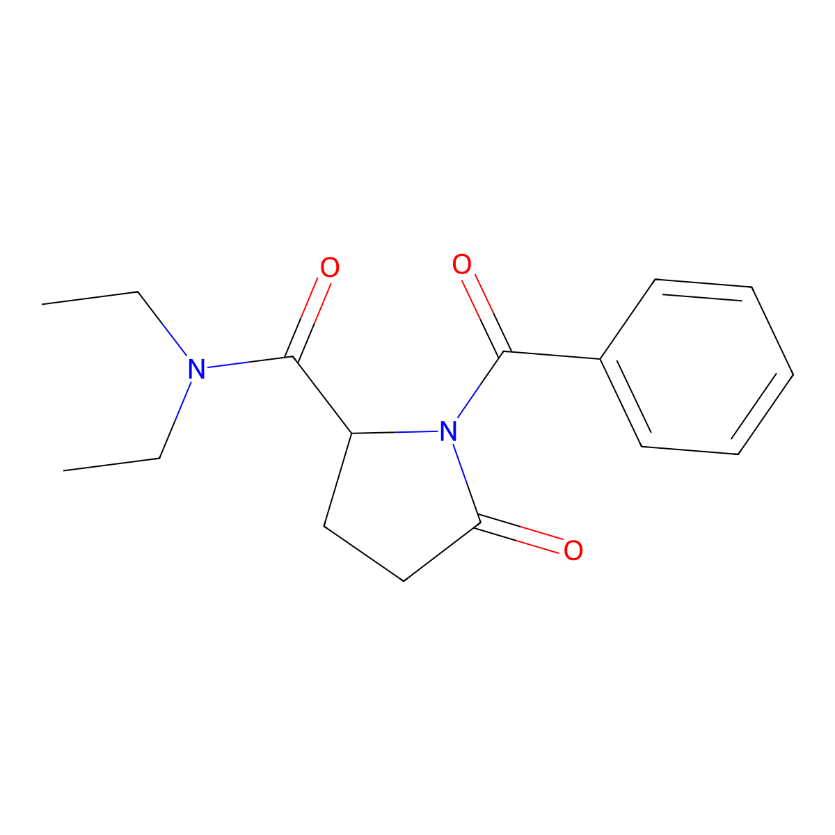 1-Benzoyl-N,N-diethyl-5-oxopyrrolidine-2-carboxamide molecular structure, CAS 51959-92-3