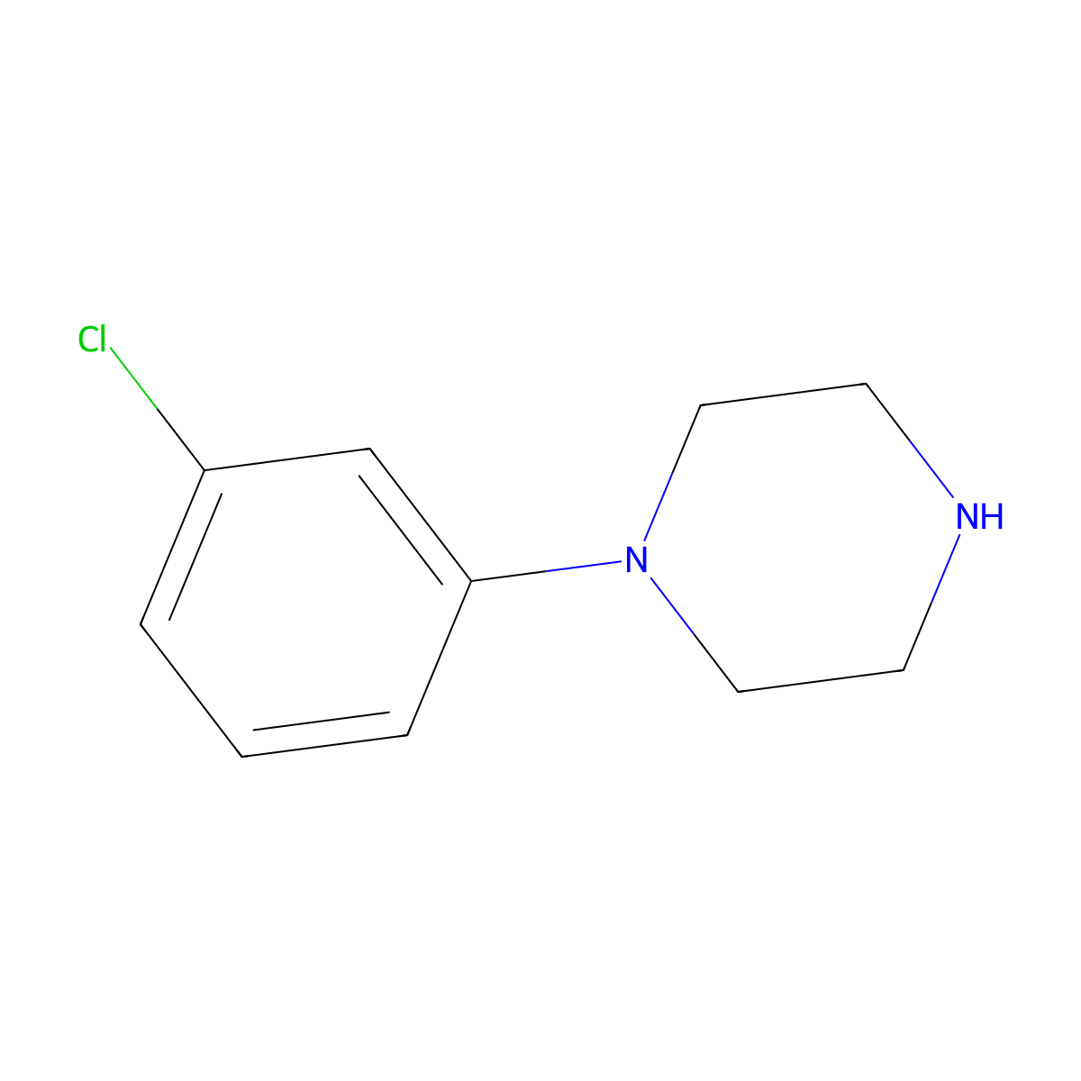 1-(3-Chlorophenyl)piperazine molecular structure, CAS 519639-49-7