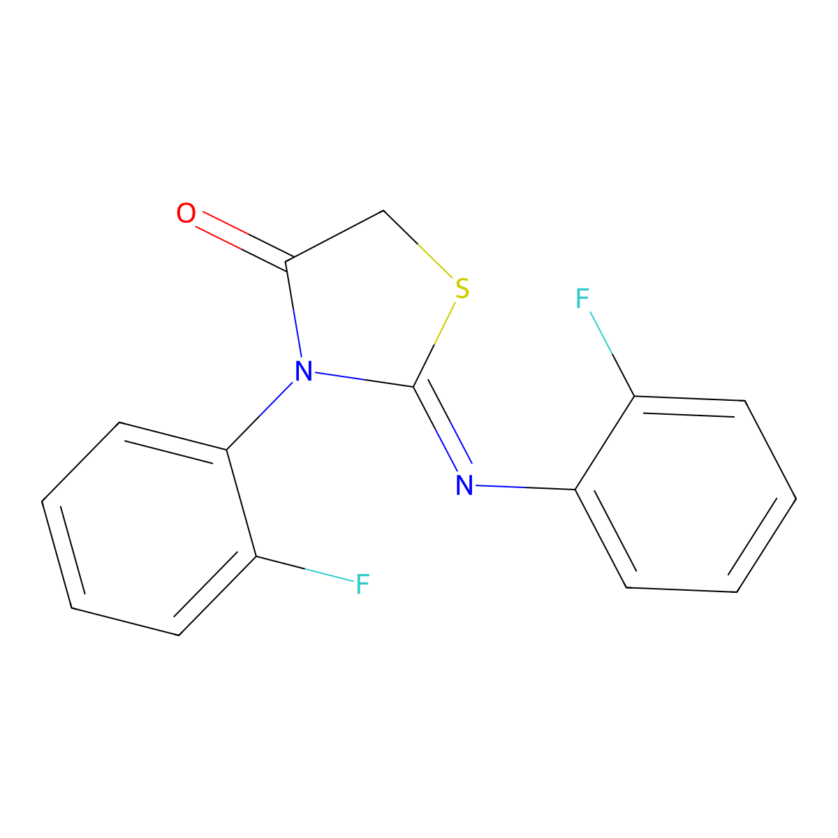 3-(2-Fluorophenyl)-2-((2-fluorophenyl)imino)-1,3-thiazolidin-4-one molecular structure, CAS 51964-14-8