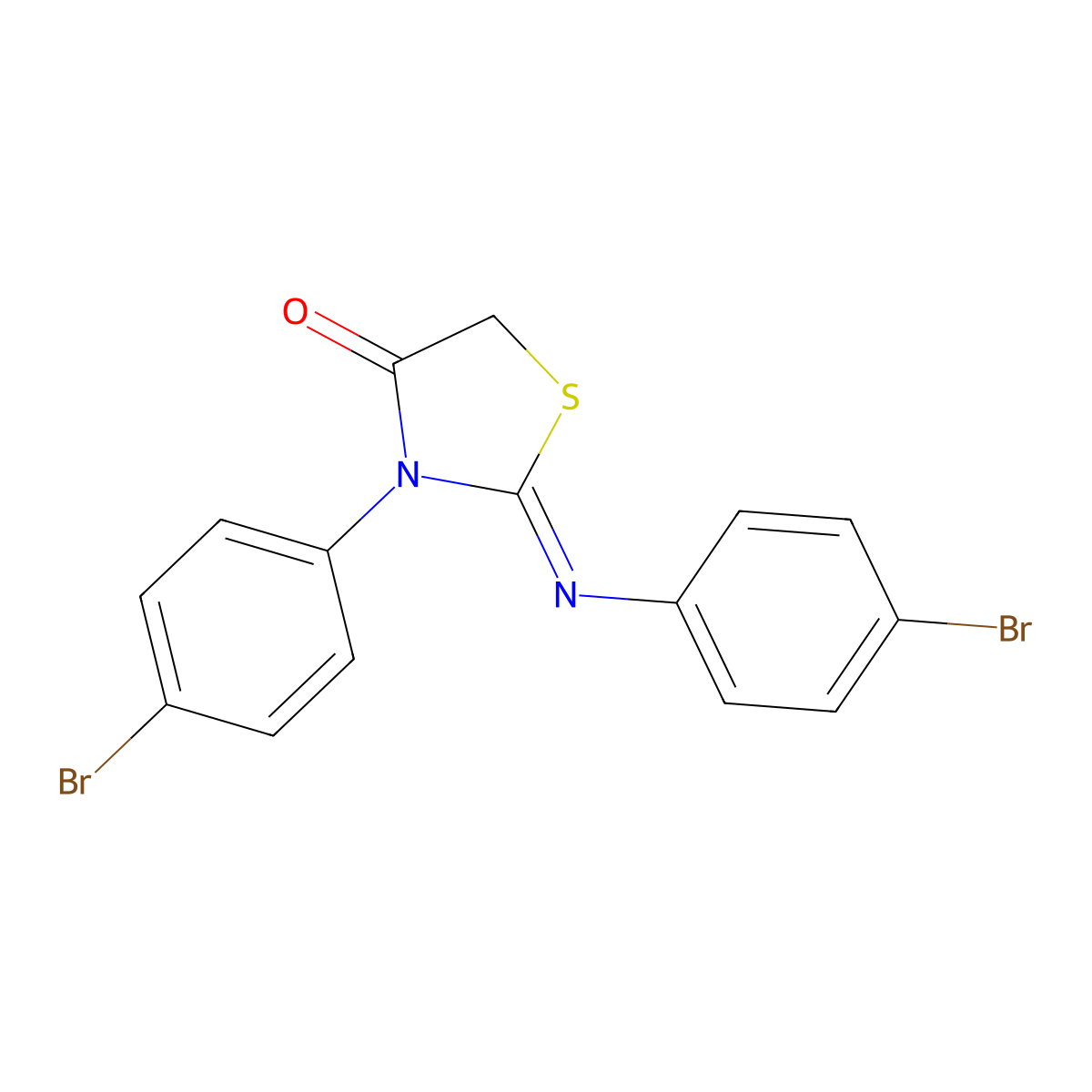 (2Z)-3-(4-bromophenyl)-2-[(4-bromophenyl)imino]-1,3-thiazolidin-4-one molecular structure, CAS 51964-16-0