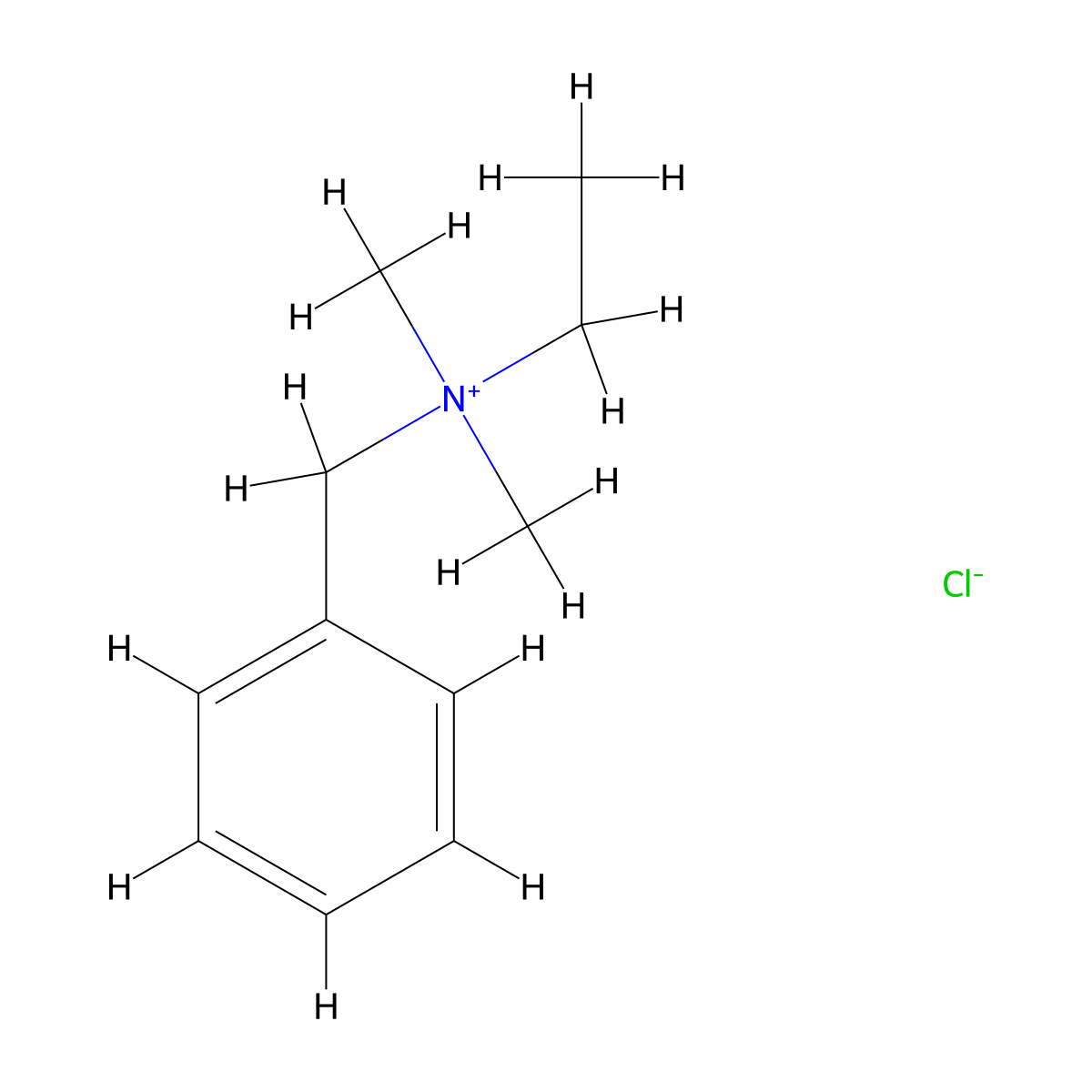 Benzylethyldimethylammonium chloride molecular structure, CAS 5197-80-8