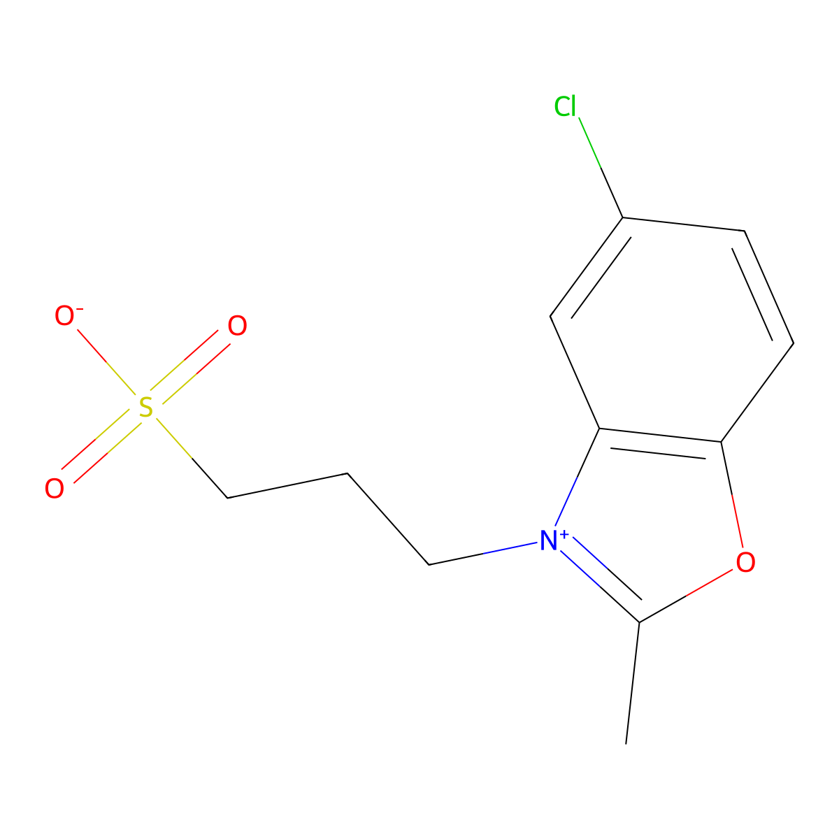 benzoxazolium, 5-chloro-2-methyl-3-(3-sulfopropyl)-, inner salt molecular structure, CAS 51981-33-0