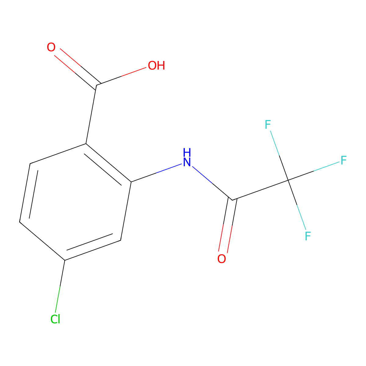 4-Chloro-2-[(2,2,2-trifluoroacetyl)amino]benzenecarboxylic acid molecular structure, CAS 51984-00-0