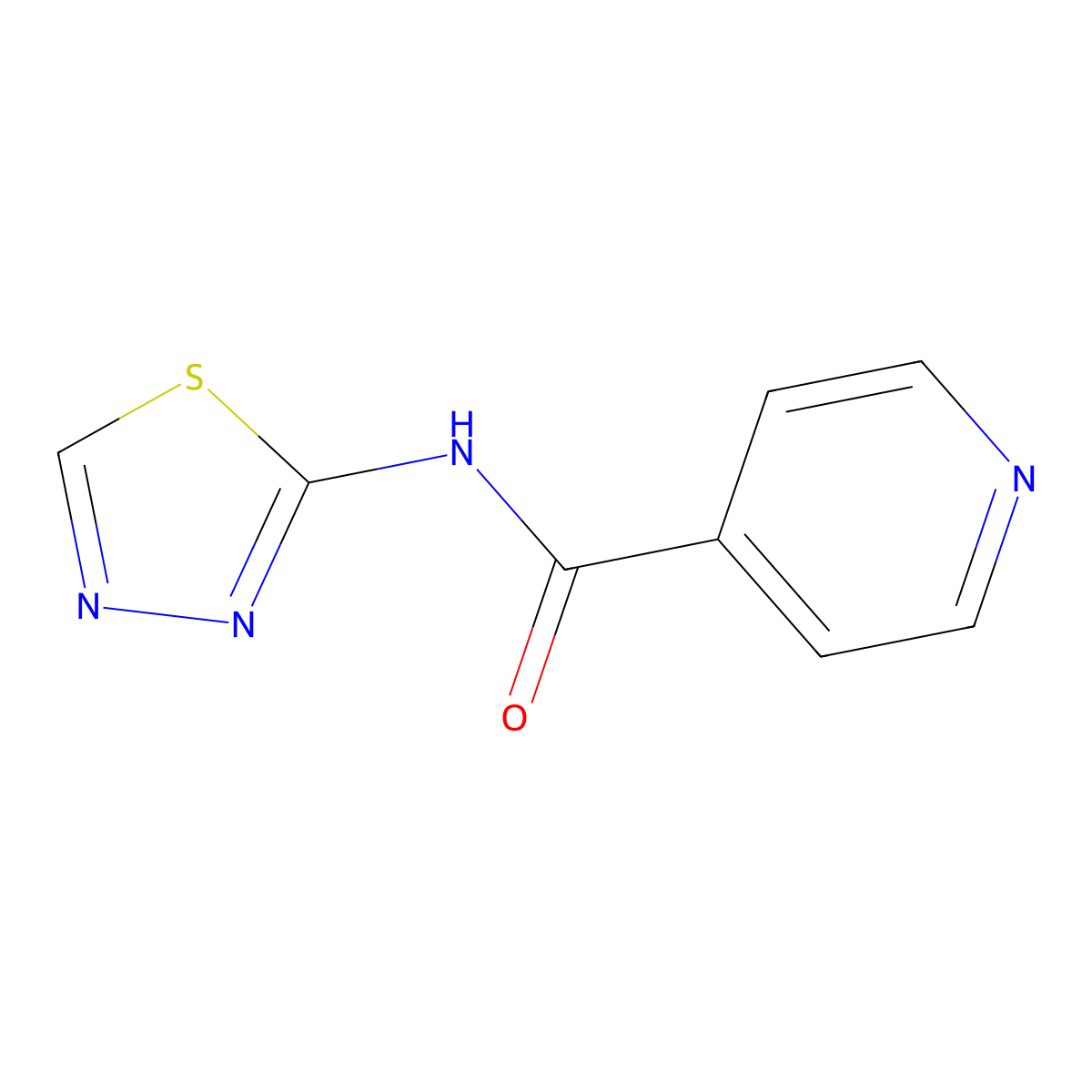 4-Pyridinecarboxamide, N-1,3,4-thiadiazol-2-yl- molecular structure, CAS 51988-00-2