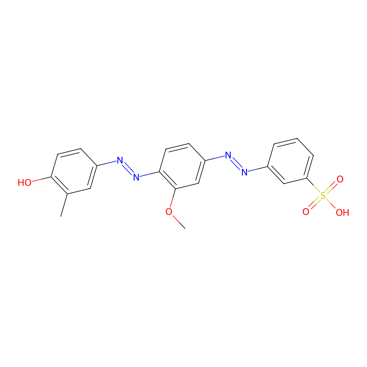 m-((4-((4-Hydroxy-m-tolyl)azo)-3-methoxyphenyl)azo)benzenesulphonic acid molecular structure, CAS 51988-22-8