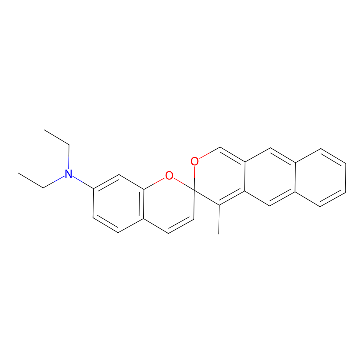 N,N-Diethyl-2'-methylspiro(2H-1-benzopyran-2,3'-(3H)naphtho(2,1-b)pyran)-7-amine molecular structure, CAS 51988-28-4