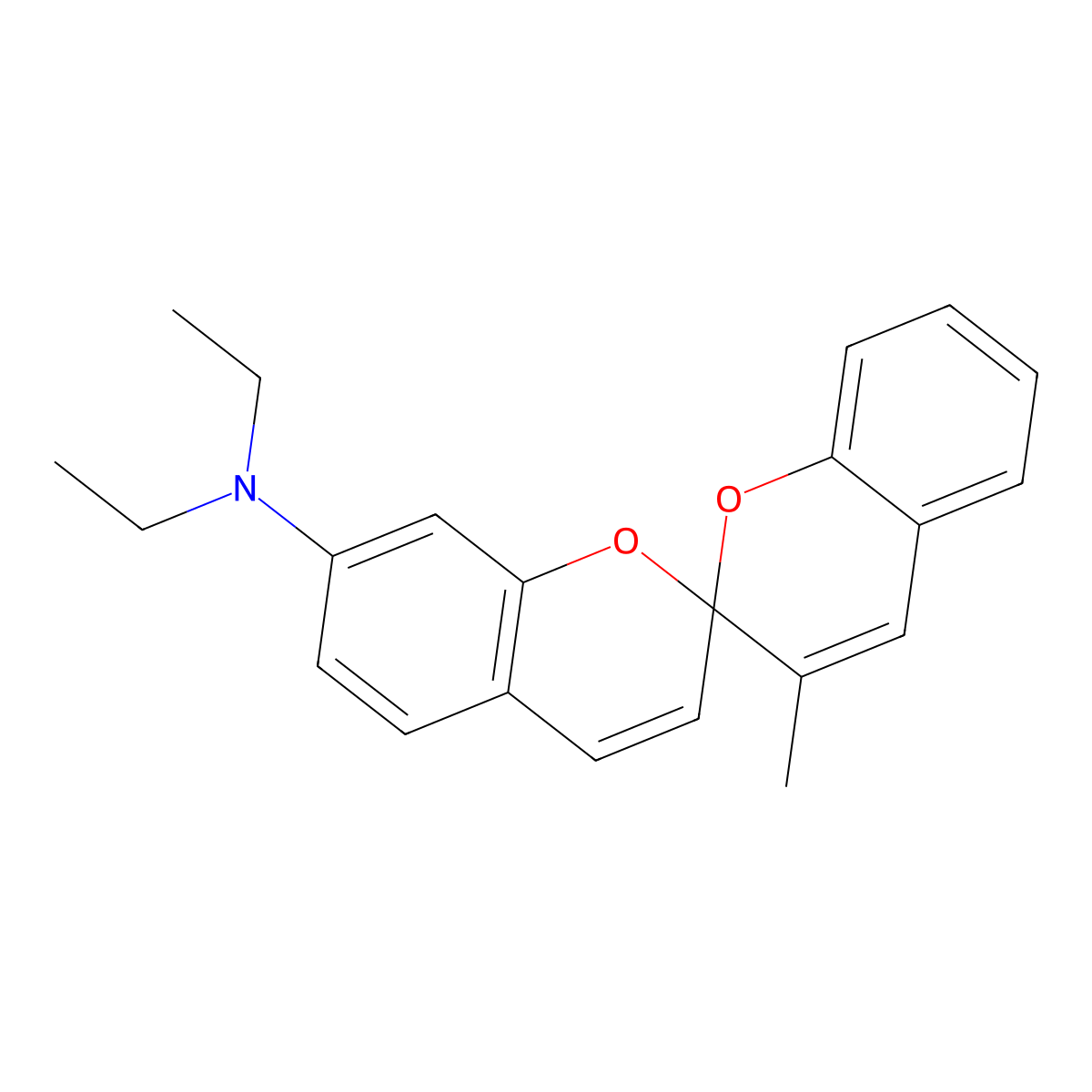 N,N-diethyl-3'-methyl-2,2'-spirobi[2H-1-benzopyran]-7-amine molecular structure, CAS 51988-34-2