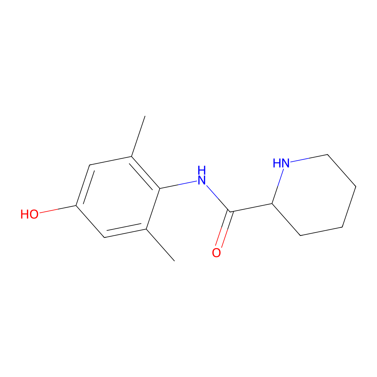 N-(4-Hydroxy-2,6-dimethylphenyl)piperidine-2-carboxamide molecular structure, CAS 51989-48-1