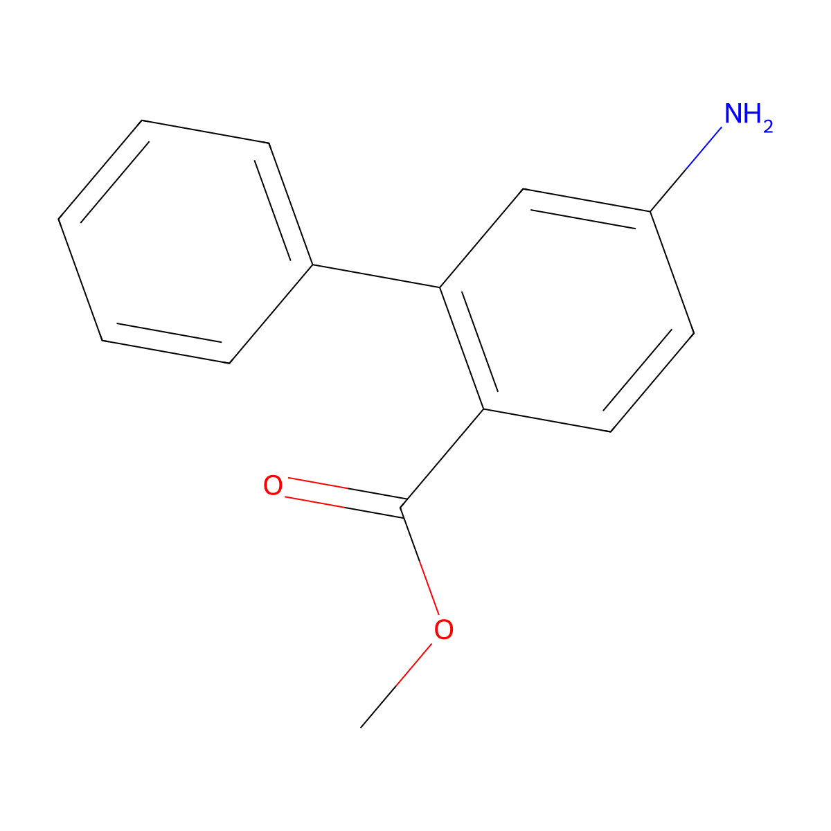 5-Amino-biphenyl-2-carboxylic acid methyl ester molecular structure, CAS 51990-95-5