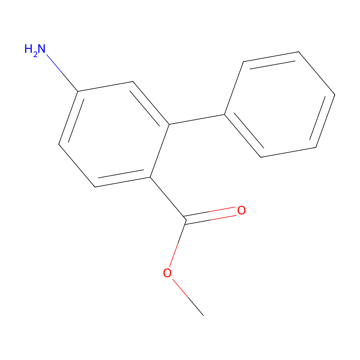 5-Amino-biphenyl-2-carboxylic acid methyl ester molecular structure, CAS 51990-95-5
