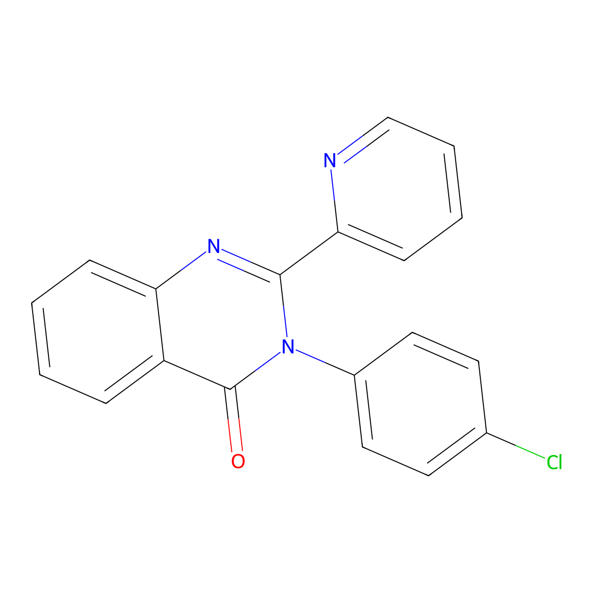 4(3H)-Quinazolinone, 3-(4-chlorophenyl)-2-(2-pyridinyl)- molecular structure, CAS 51991-72-1