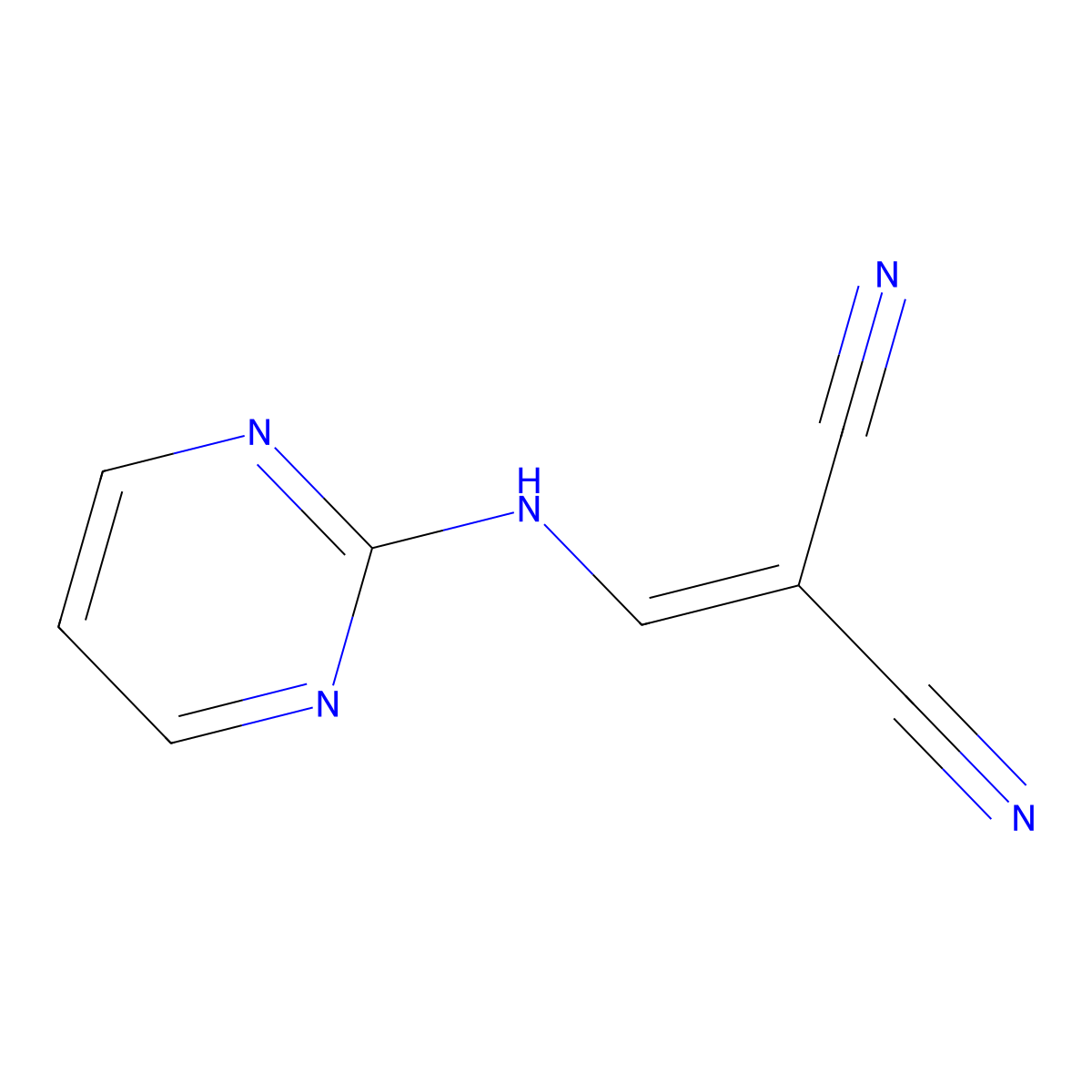 2-[(Pyrimidin-2-ylamino)methylidene]propanedinitrile molecular structure, CAS 51991-88-9