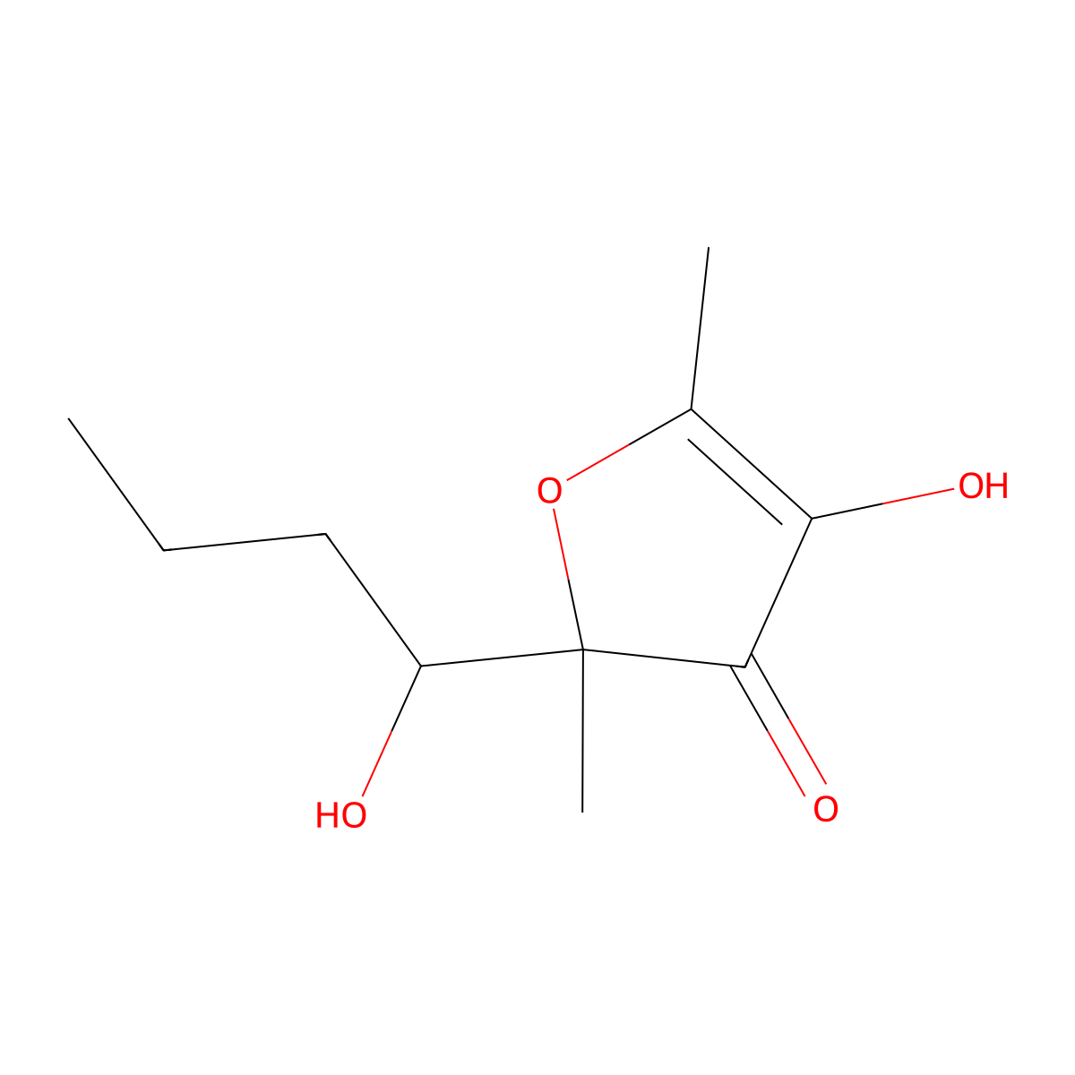 4-Hydroxy-2-(1-hydroxybutyl)-2,5-dimethylfuran-3(2H)-one molecular structure, CAS 51994-16-2