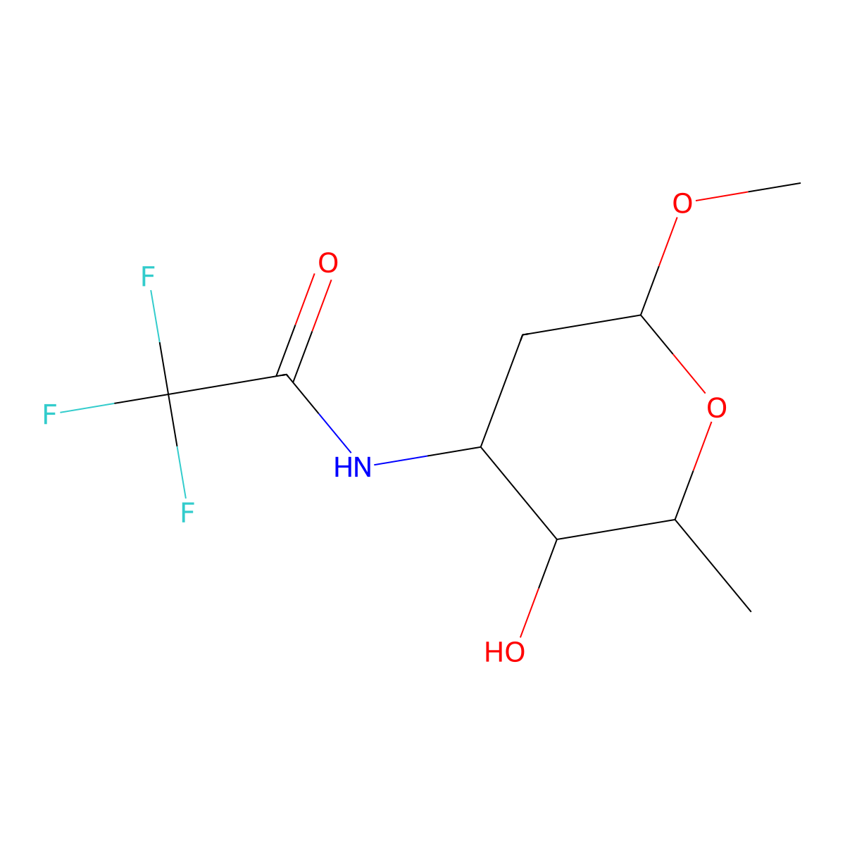 2,2,2-Trifluoro-N-[(3S,6S)-3-hydroxy-6-methoxy-2-methyloxan-4-yl]acetamide molecular structure, CAS 51996-41-9