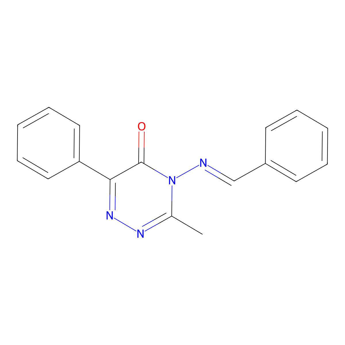 4-(Benzylideneamino)-3-methyl-6-phenyl-1,2,4-triazin-5(4H)-one molecular structure, CAS 51999-43-0
