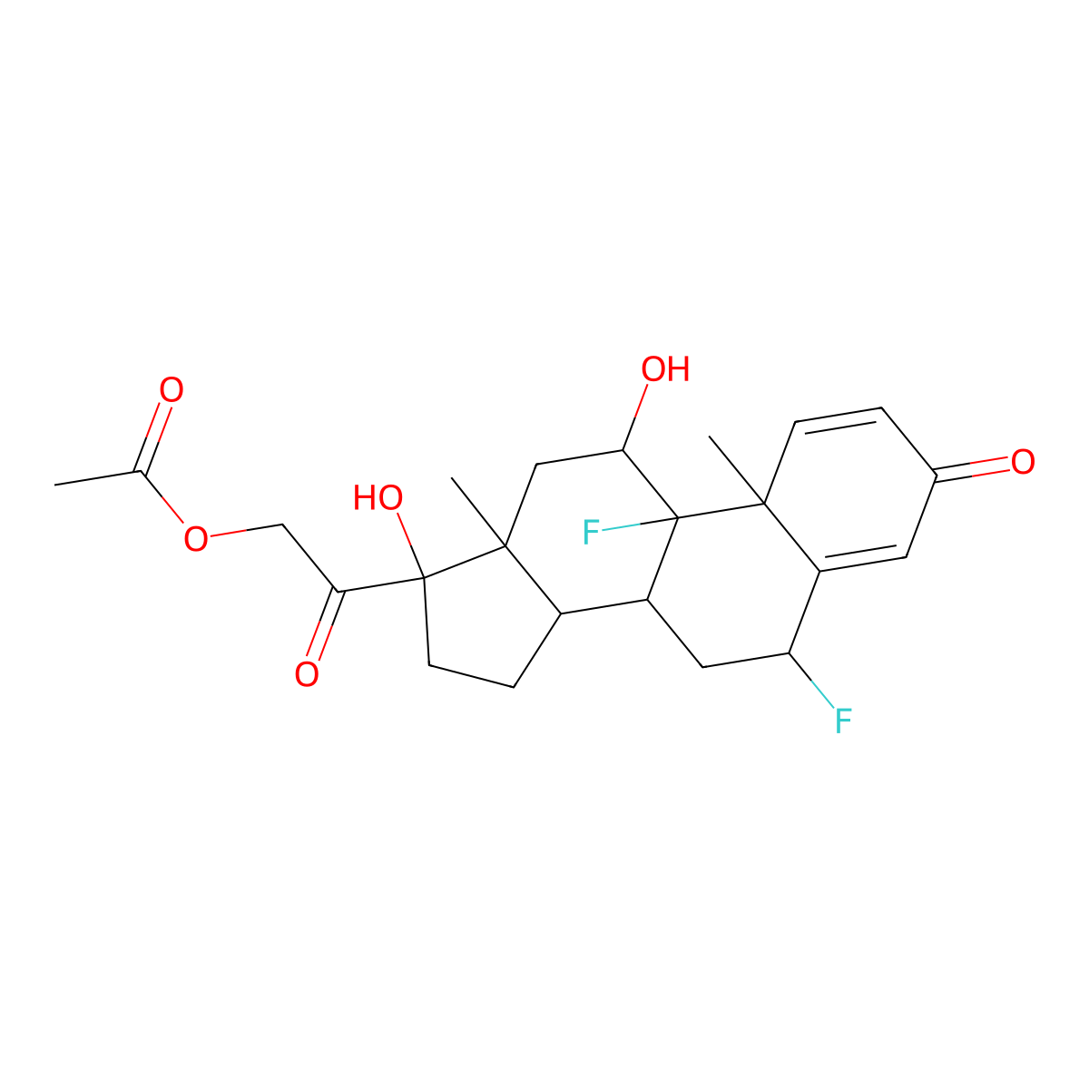 (6alpha,11beta)-21-(Acetyloxy)-6,9-difluoro-11,17-dihydroxypregna-1,4-diene-3,20-dione molecular structure, CAS 52-70-0