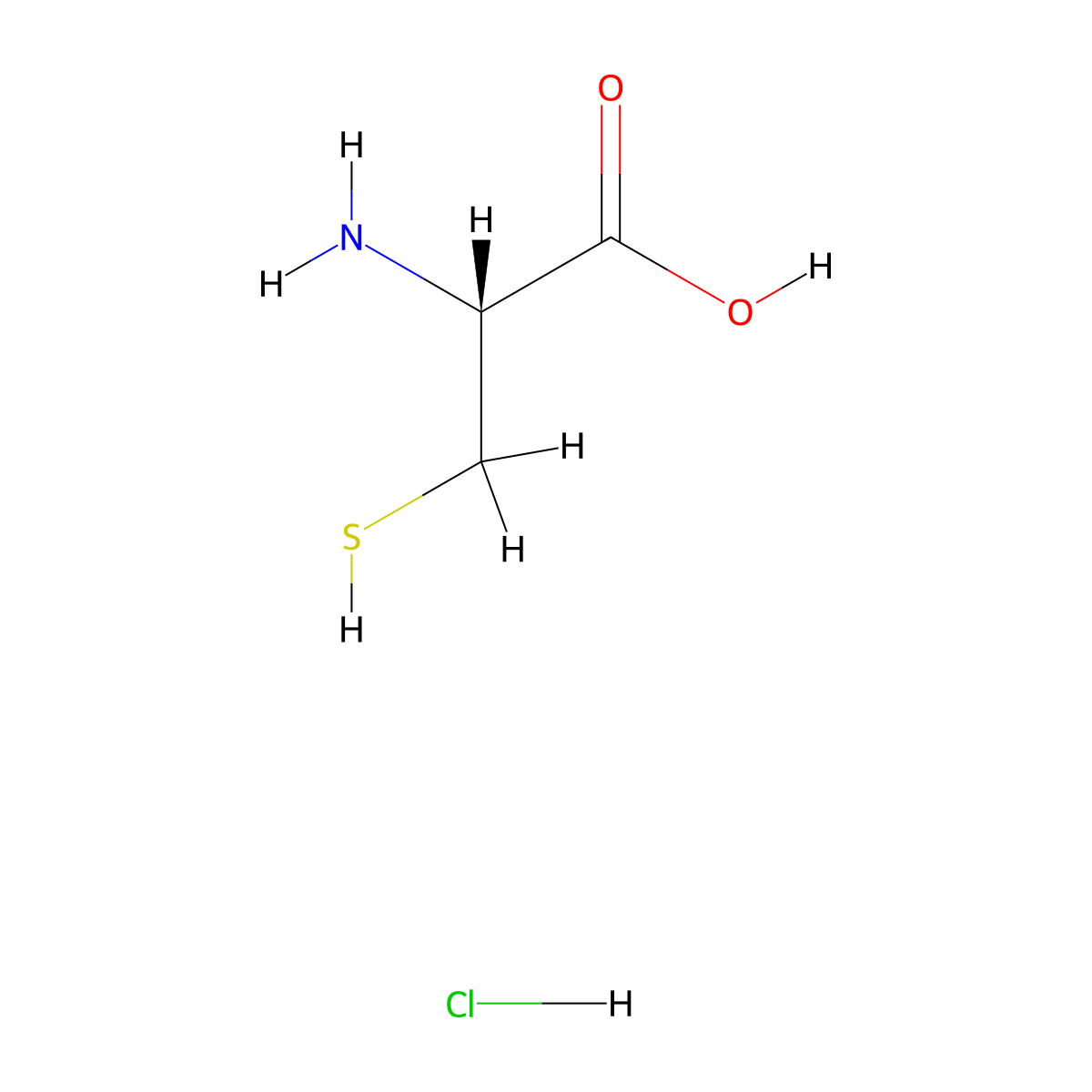 Cysteine Hydrochloride molecular structure, CAS 52-89-1