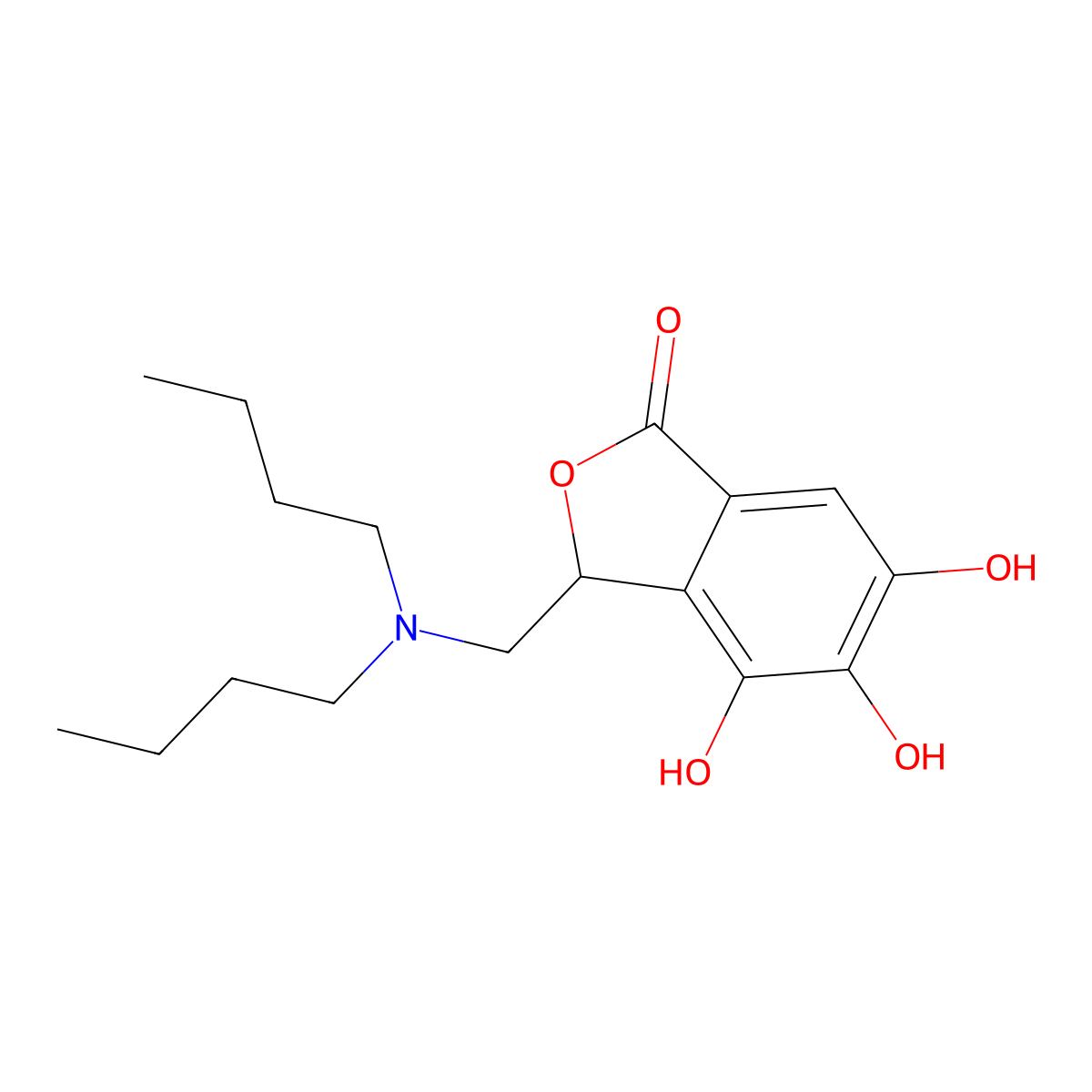 3-((Dibutylamino)methyl)-4,5,6-trihydroxy-1(3H)-isobenzofuranone molecular structure, CAS 520-47-8