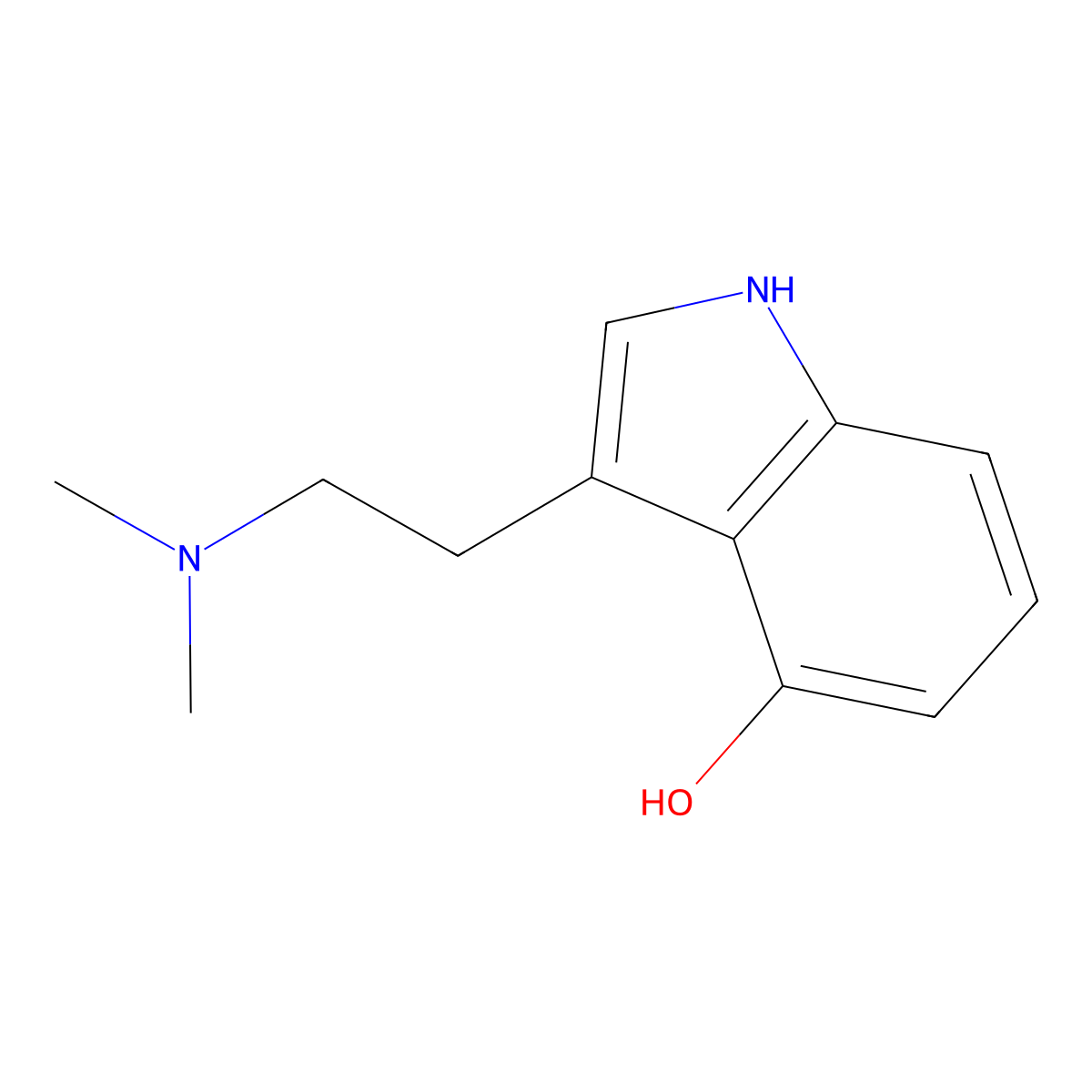 Psilocin molecular structure, CAS 520-53-6