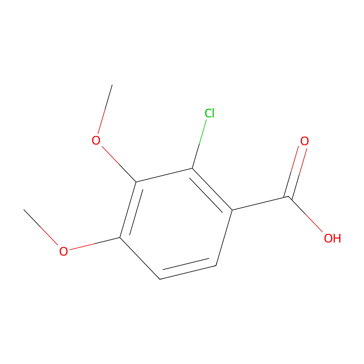 2-Chloro-3,4-dimethoxybenzoic acid molecular structure, CAS 52009-53-7