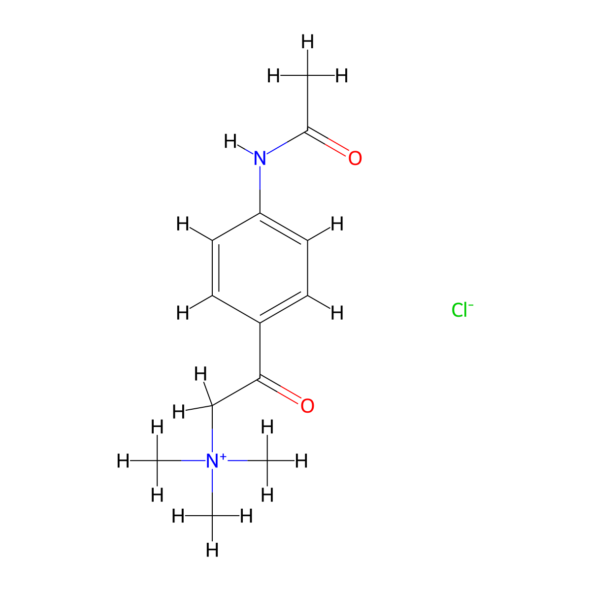 Benzeneethanaminium, 4-(acetylamino)-N,N,N-trimethyl-beta-oxo-, chloride (1:1) molecular structure, CAS 52018-82-3
