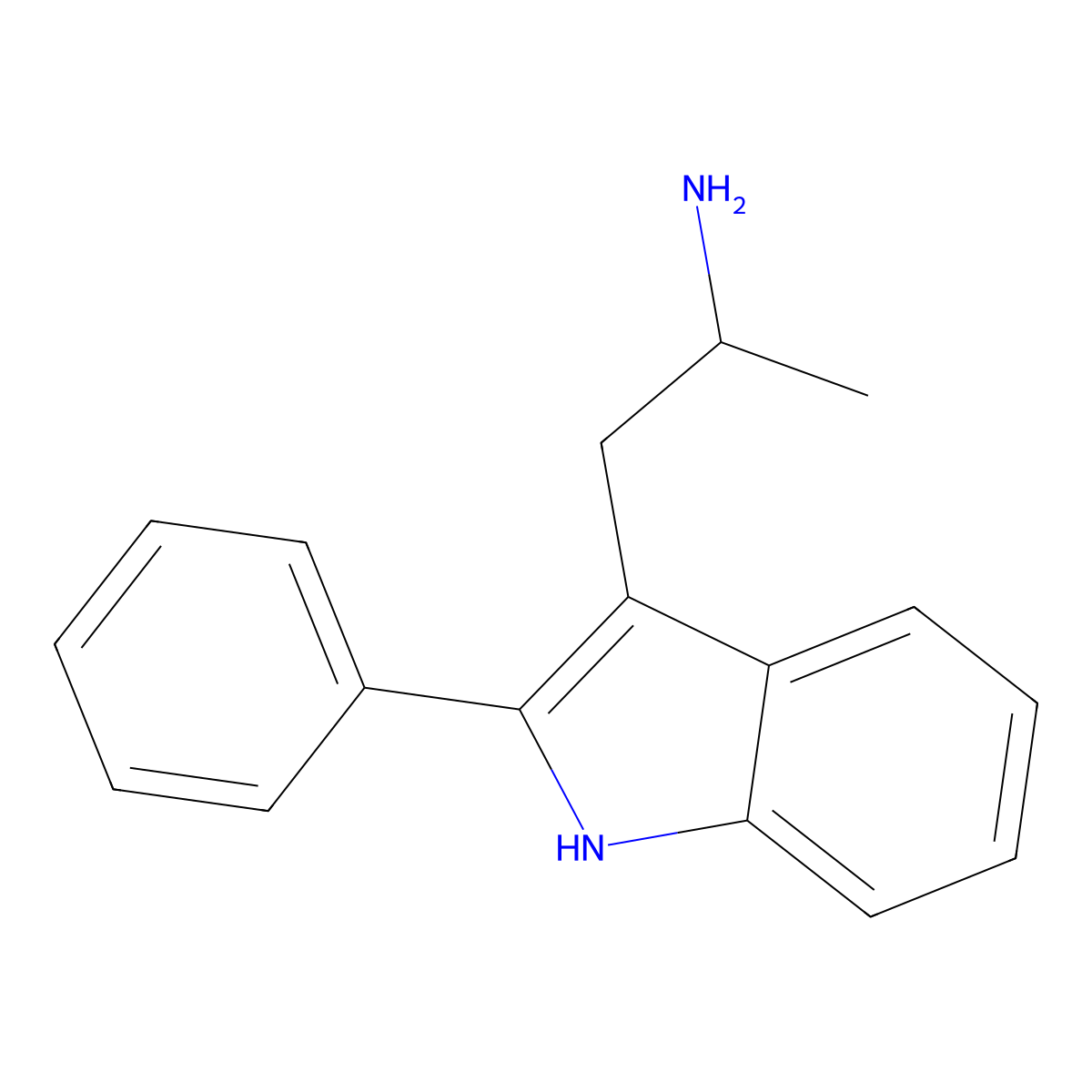 Indole, 3-(2-aminopropyl)-2-phenyl- molecular structure, CAS 52019-03-1