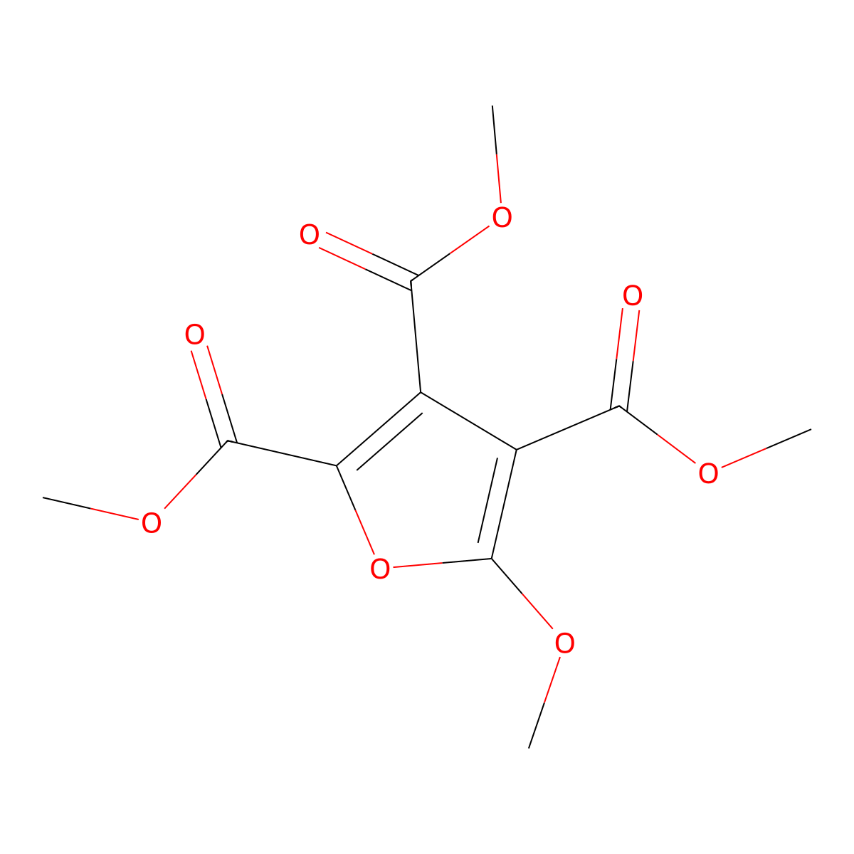 2,3,4-Furantricarboxylic acid, 5-methoxy-, trimethyl ester molecular structure, CAS 5202-32-4