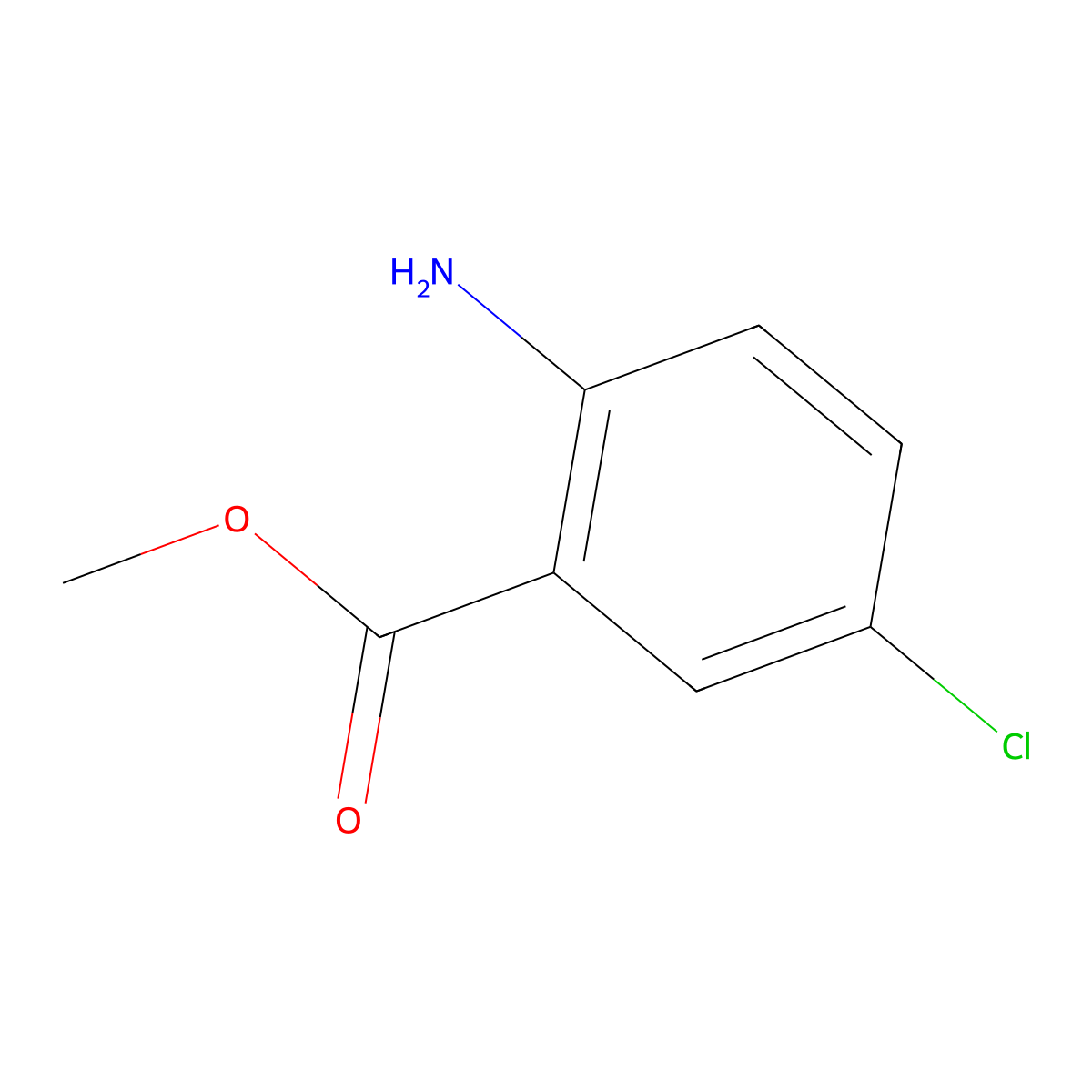 Methyl 2-amino-5-chlorobenzoate molecular structure, CAS 5202-89-1