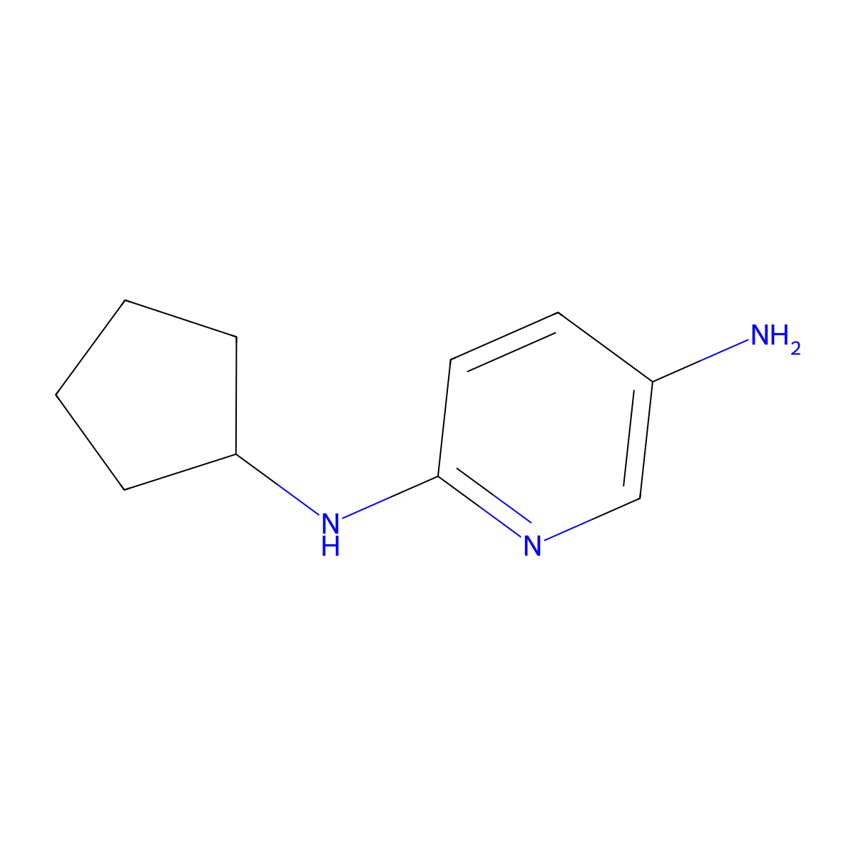 2-N-cyclopentylpyridine-2,5-diamine molecular structure, CAS 52025-59-9