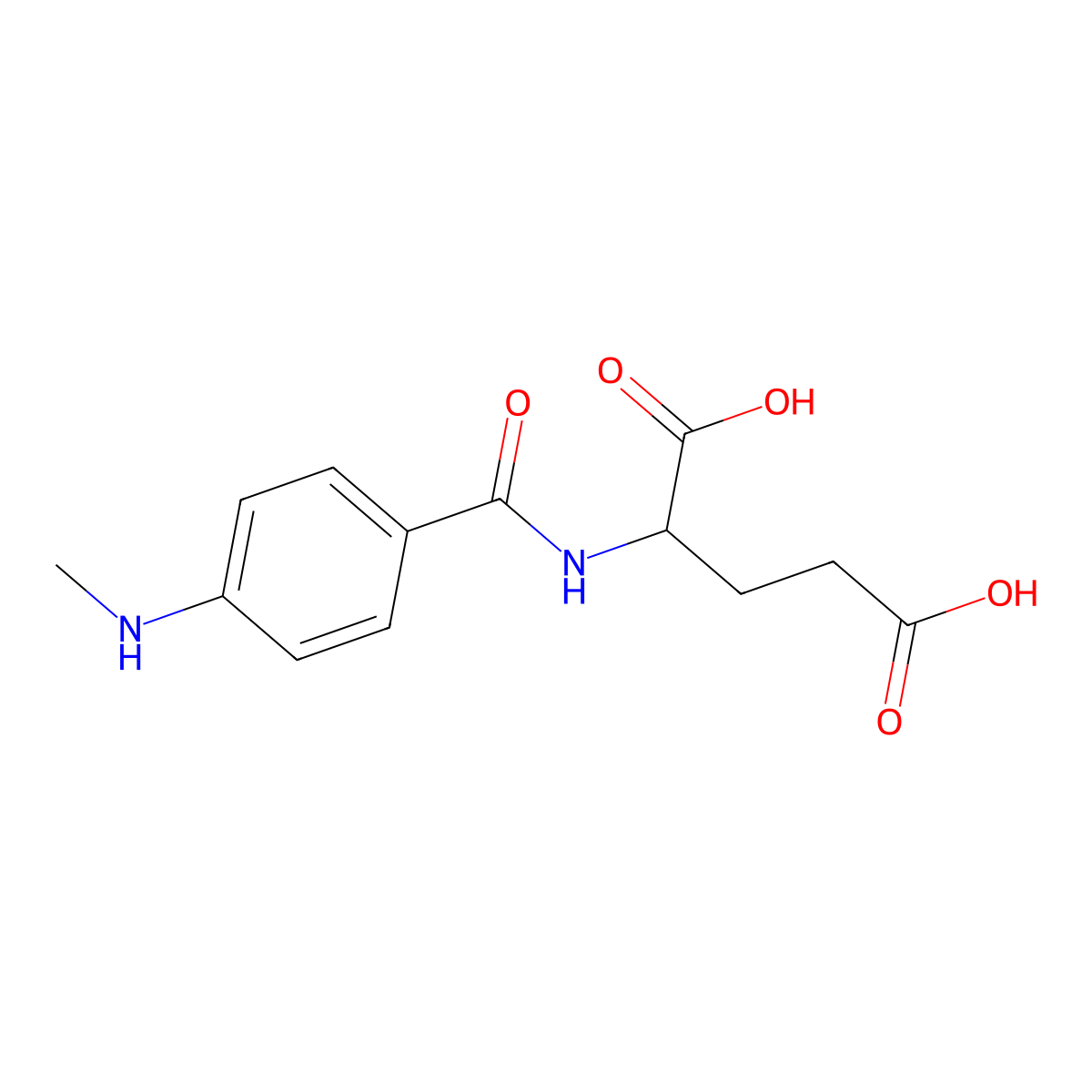 D-Glutamic acid, N-[4-(methylamino)benzoyl]- molecular structure, CAS 52030-86-1
