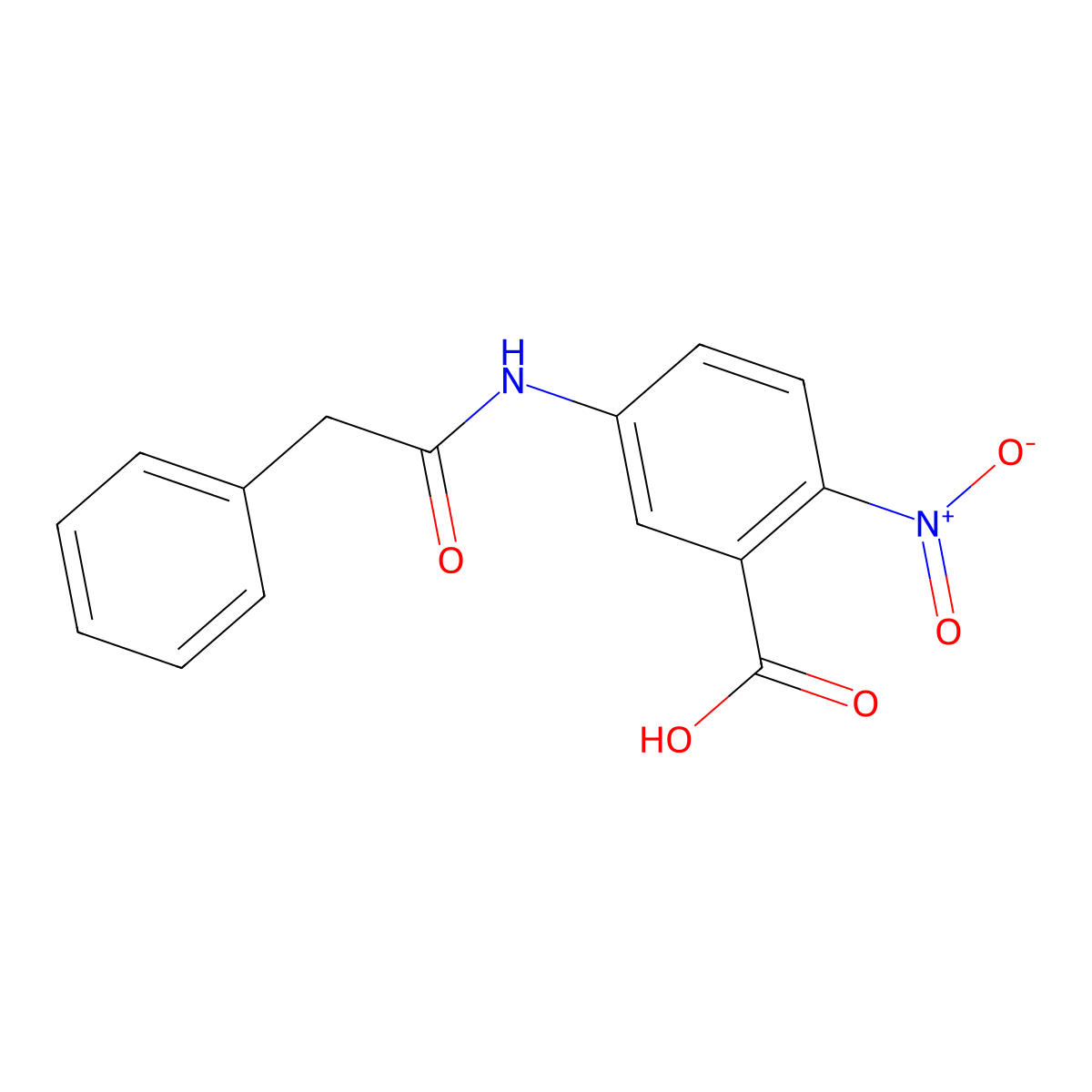 6-Nitro-3-phenylacetamidobenzoic acid molecular structure, CAS 52033-70-2