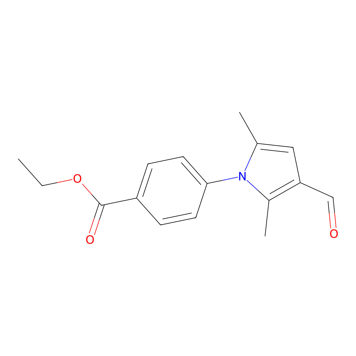 Ethyl 4-(3-formyl-2,5-dimethyl-1H-pyrrol-1-yl)benzoate molecular structure, CAS 52034-37-4