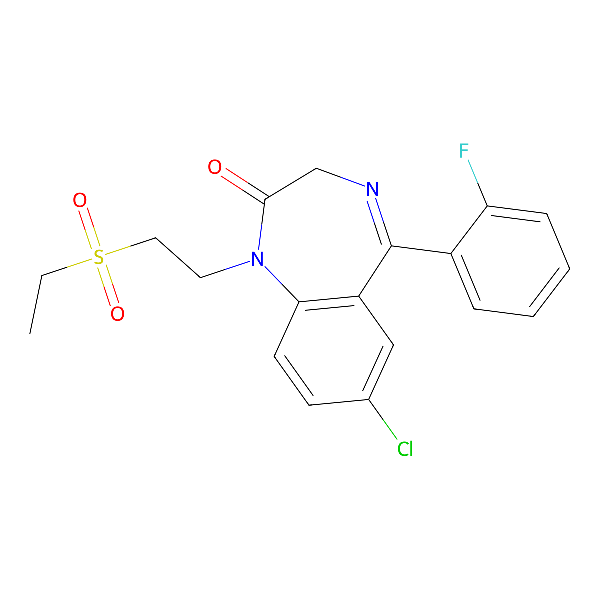 Elfazepam molecular structure, CAS 52042-01-0