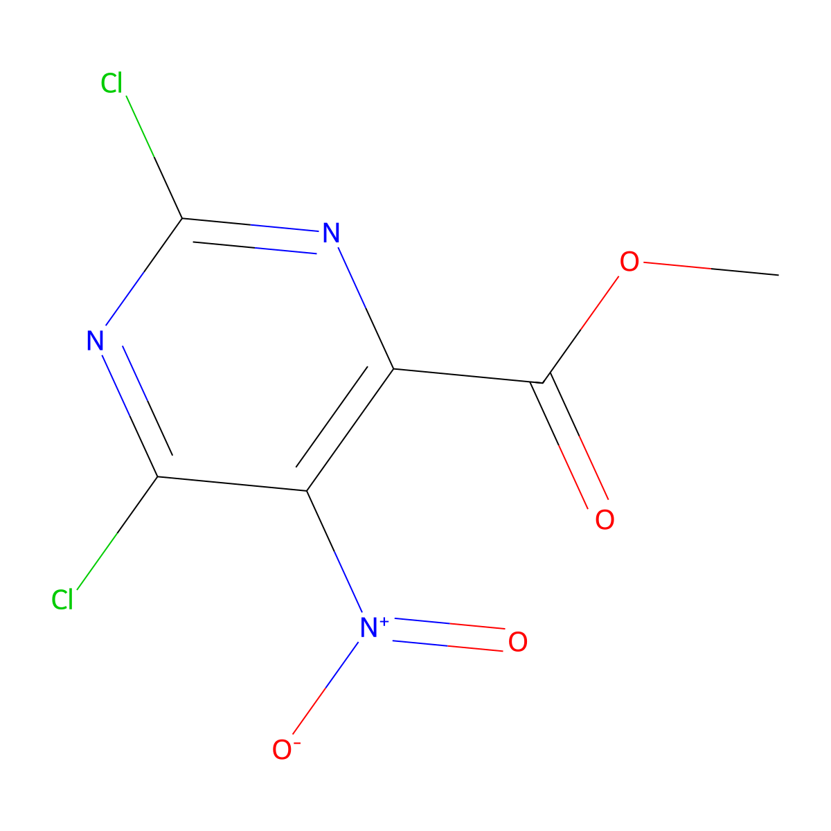 Methyl 2,6-dichloro-5-nitropyrimidine-4-carboxylate molecular structure, CAS 52047-13-9