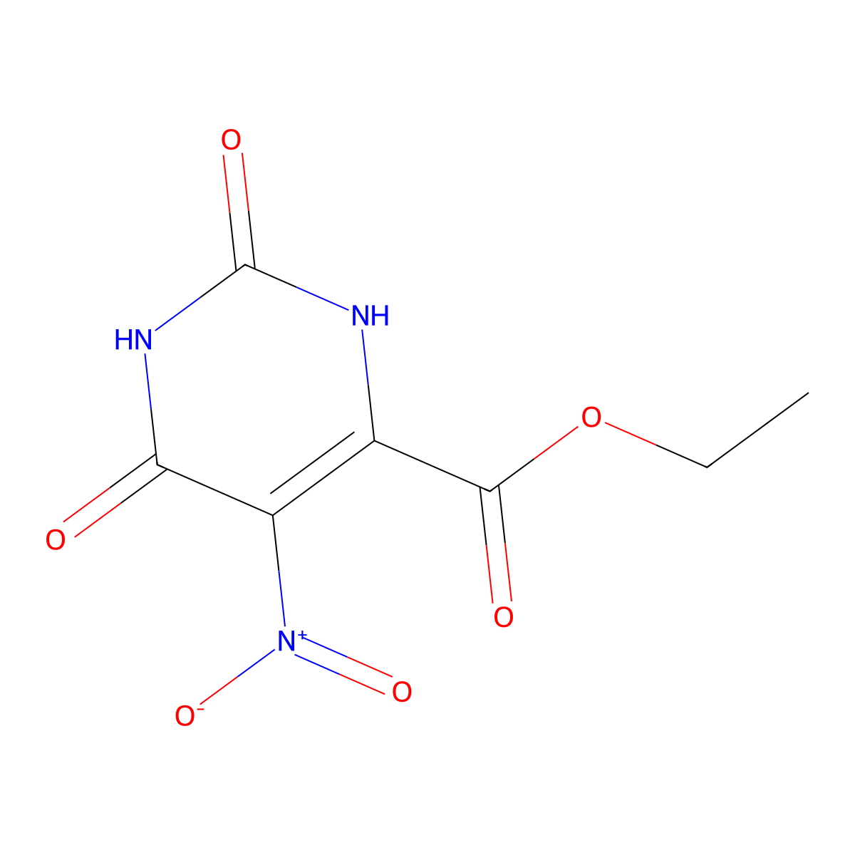 Ethyl 5-nitro-2,6-dioxo-1,2,3,6-tetrahydropyrimidine-4-carboxylate molecular structure, CAS 52047-16-2