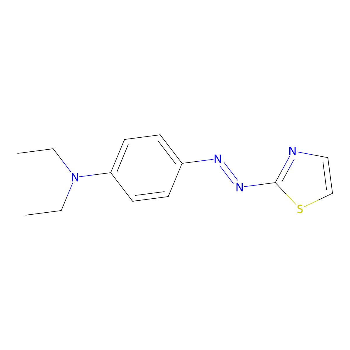 Benzenamine, N,N-diethyl-4-(2-(2-thiazolyl)diazenyl)- molecular structure, CAS 52048-31-4