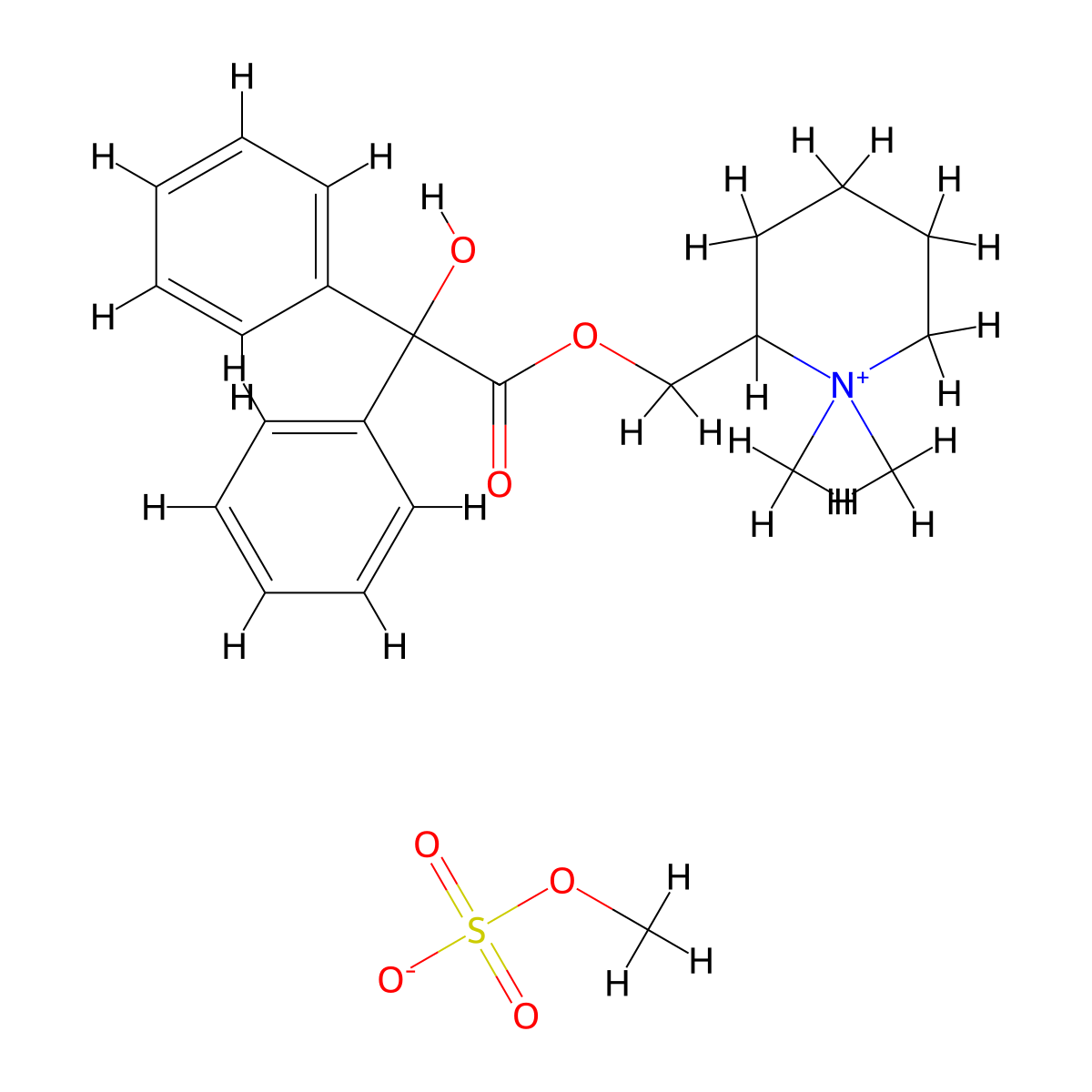 Bevonium methyl sulfate molecular structure, CAS 5205-82-3