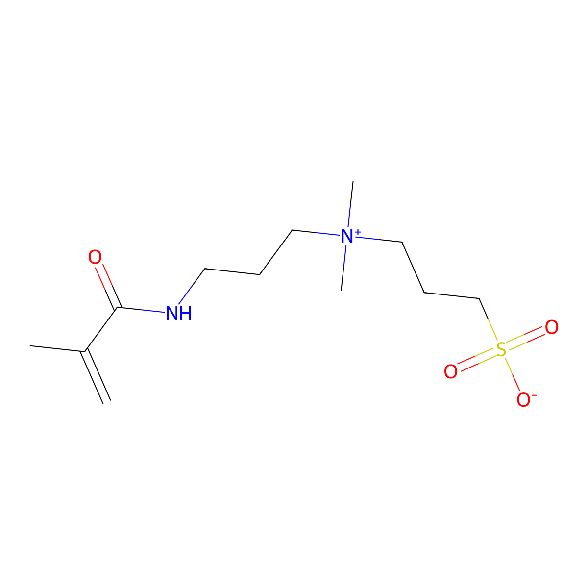 1-propanaminium, n,n-dimethyl-n-(3-((2-methyl-1-oxo-2-propen-1-yl)amino)propyl)-3-sulfo-, inner salt molecular structure, CAS 5205-95-8