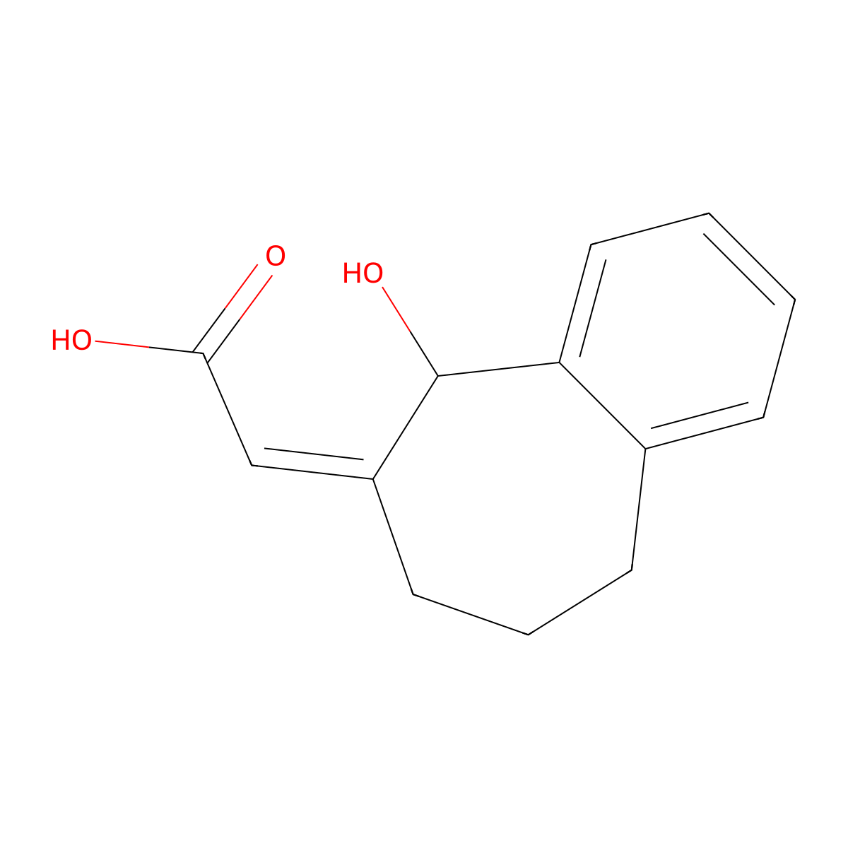 (2E)-2-(5-hydroxy-5,7,8,9-tetrahydrobenzo[7]annulen-6-ylidene)acetic acid molecular structure, CAS 520505-01-5