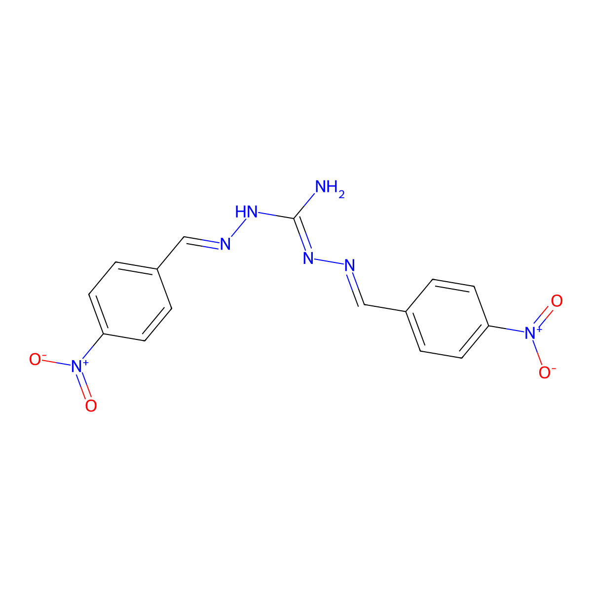 Carbonimidic dihydrazide, bis[(4-nitrophenyl)methylene]- molecular structure, CAS 52052-40-1