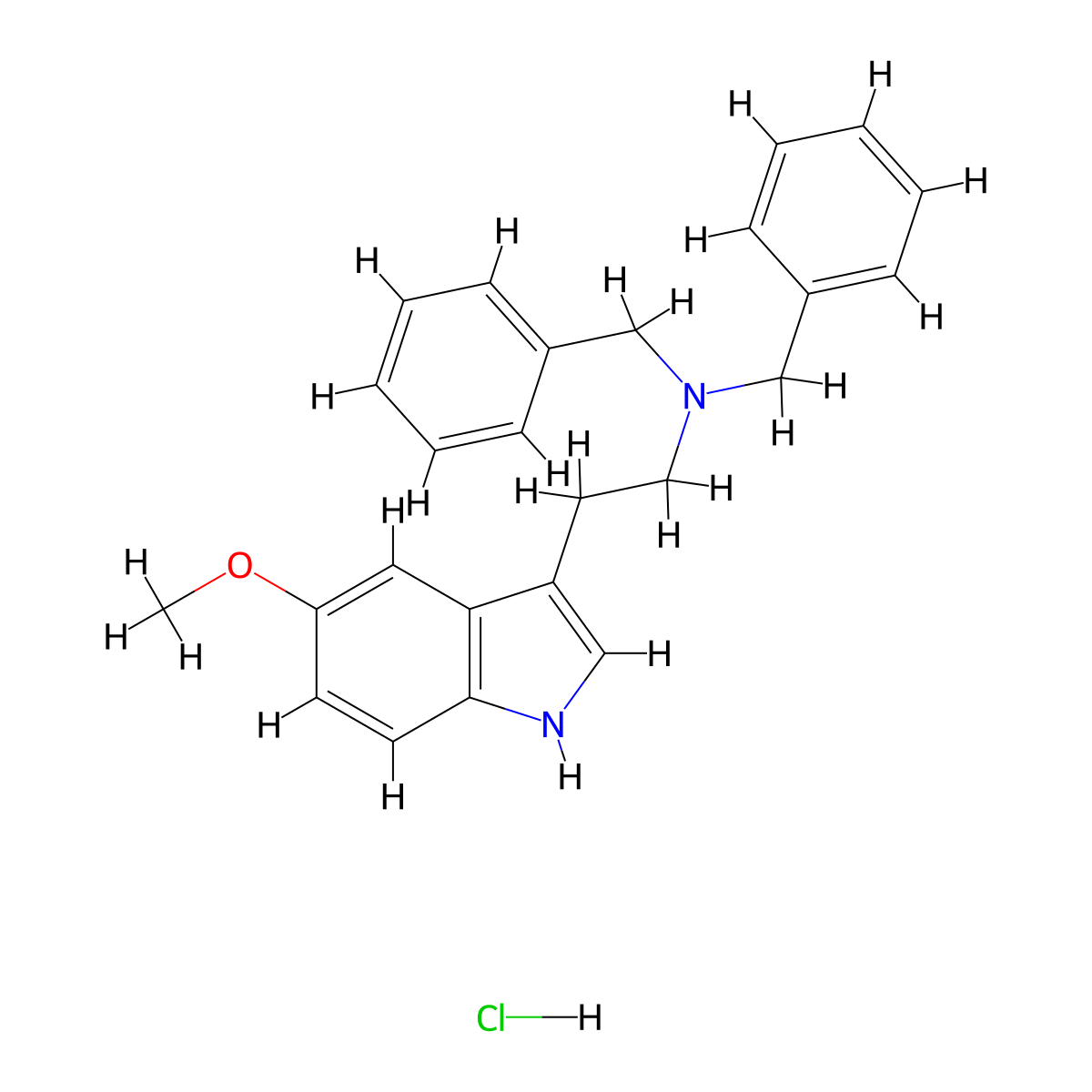 N,N-dibenzyl-2-(5-methoxy-1H-indol-3-yl)ethanamine Hydrochloride molecular structure, CAS 52055-19-3