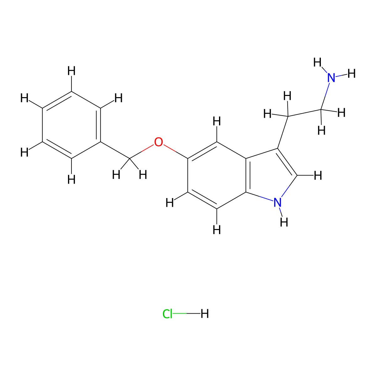 5-Benzyloxytryptamine hydrochloride molecular structure, CAS 52055-23-9