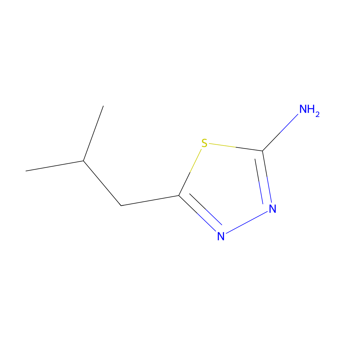 5-(2-Methylpropyl)-1,3,4-thiadiazol-2-amine molecular structure, CAS 52057-89-3
