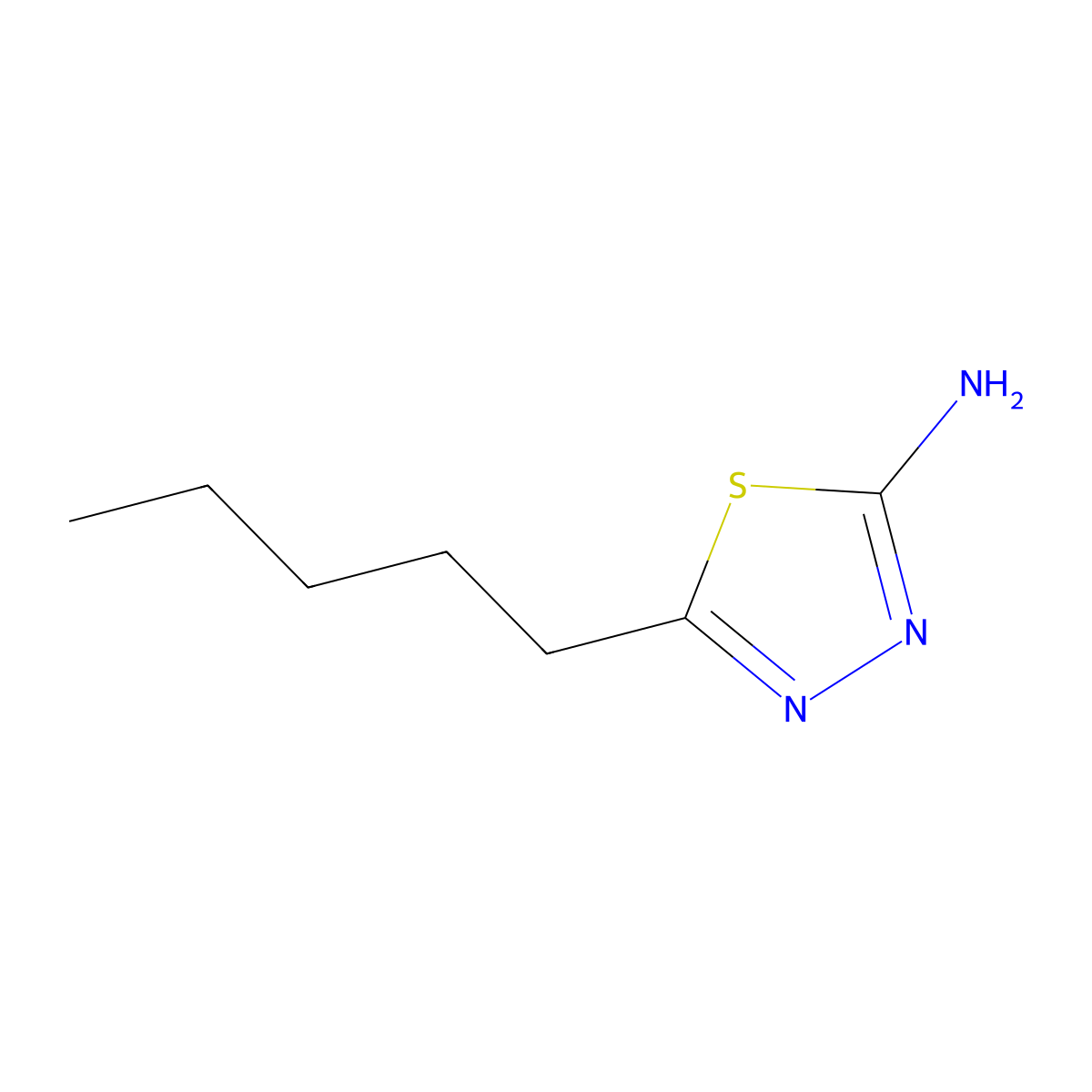 5-Pentyl-1,3,4-thiadiazol-2-amine molecular structure, CAS 52057-90-6