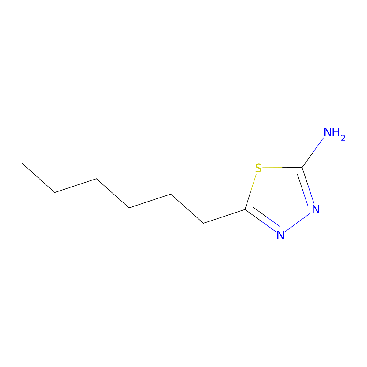 5-Hexyl-1,3,4-thiadiazol-2-amine molecular structure, CAS 52057-91-7