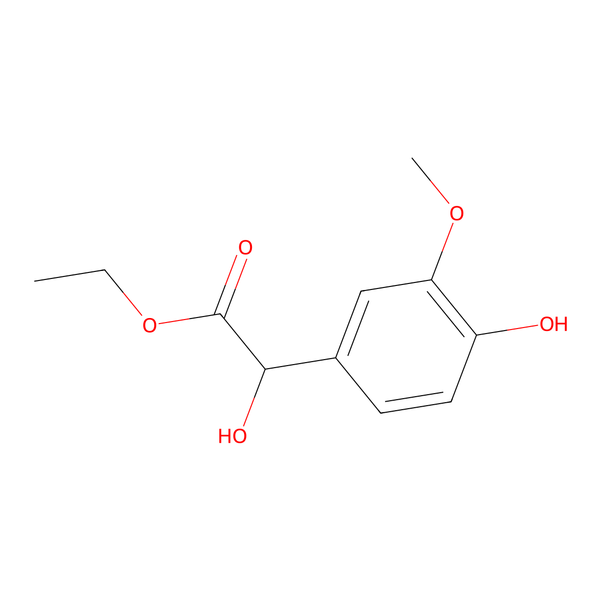 Ethyl hydroxy(4-hydroxy-3-methoxyphenyl)acetate molecular structure, CAS 52058-11-4