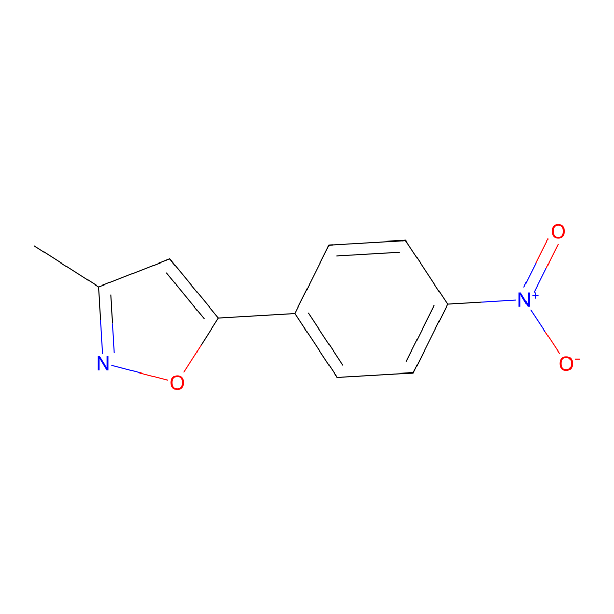 3-Methyl-5-(4-nitrophenyl)-1,2-oxazole molecular structure, CAS 52063-44-2