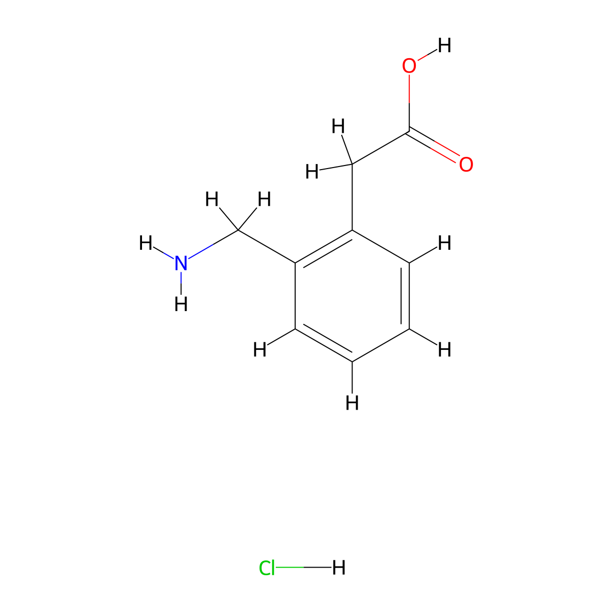 2-(Aminomethyl)phenylacetic acid hydrochloride molecular structure, CAS 52067-92-2